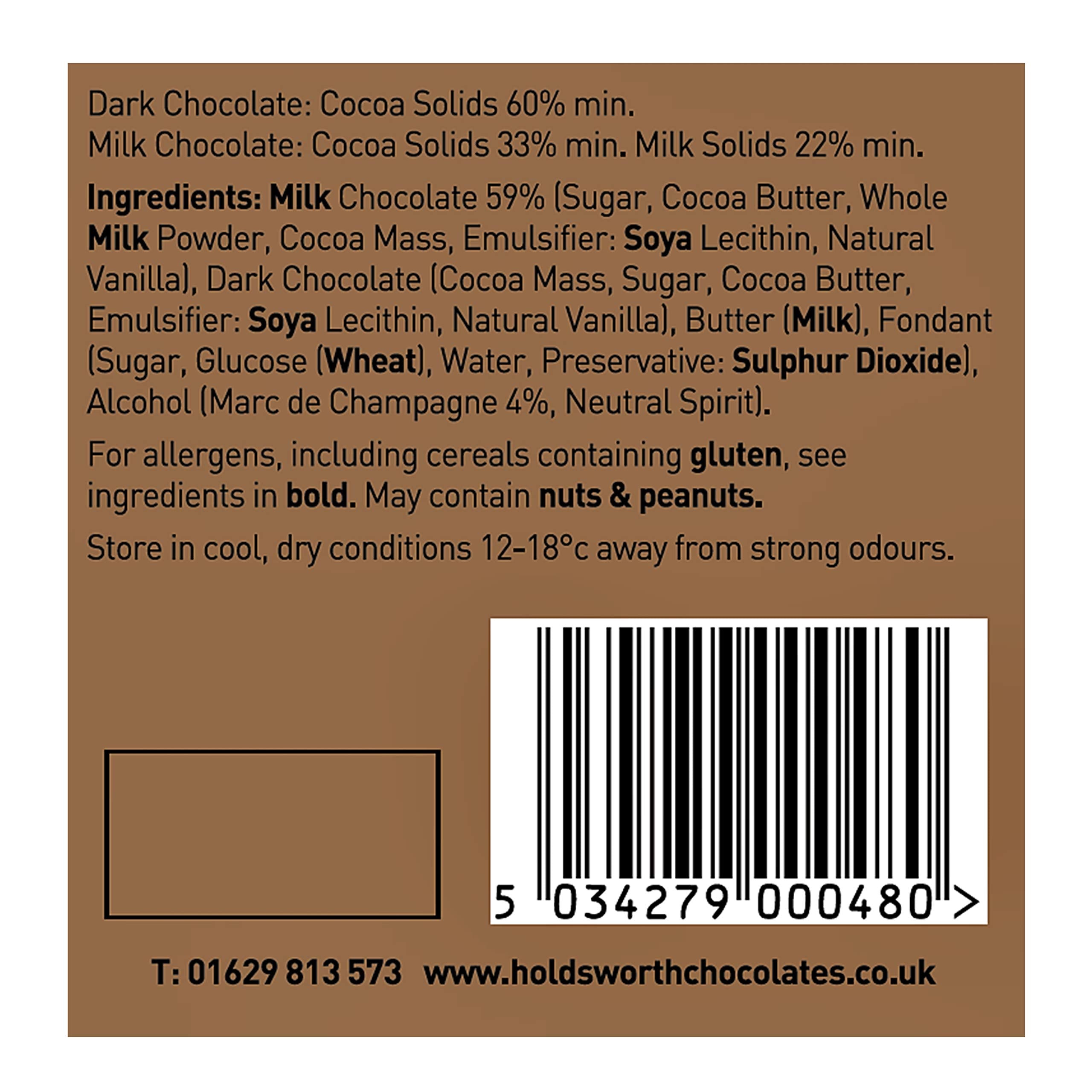 Holdsworth Chocolates - Marc de Champagne Handmade Truffles Milk Chocolate Treat Box 5