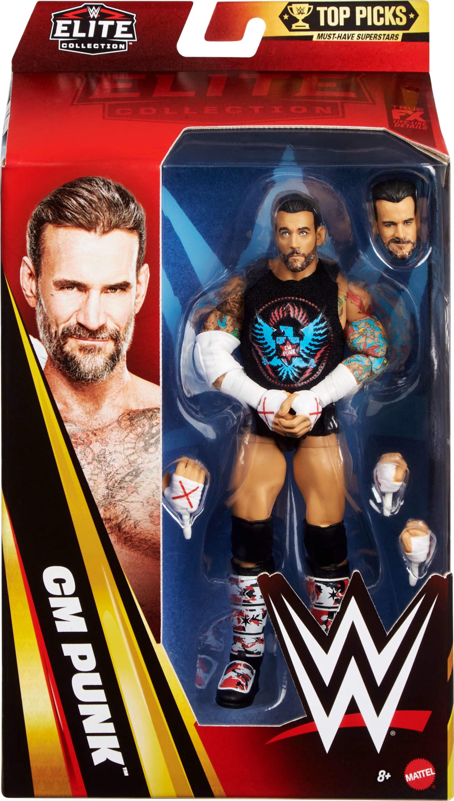 Mattel WWE Elite Collection CM Punk Action Figure | 6-inch Scale | 25 Points of Articulation