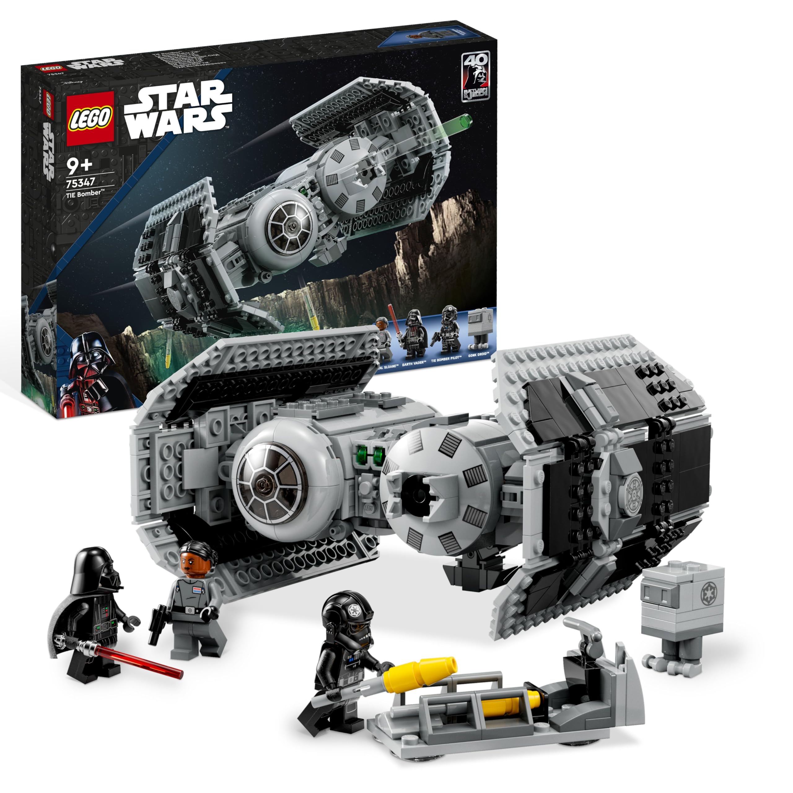 LEGO Star Wars 75347 TIE Bomber Building Set | Torpedo-Dropping Function | Incl. 3 Minifigures & Droid | Ages 9+