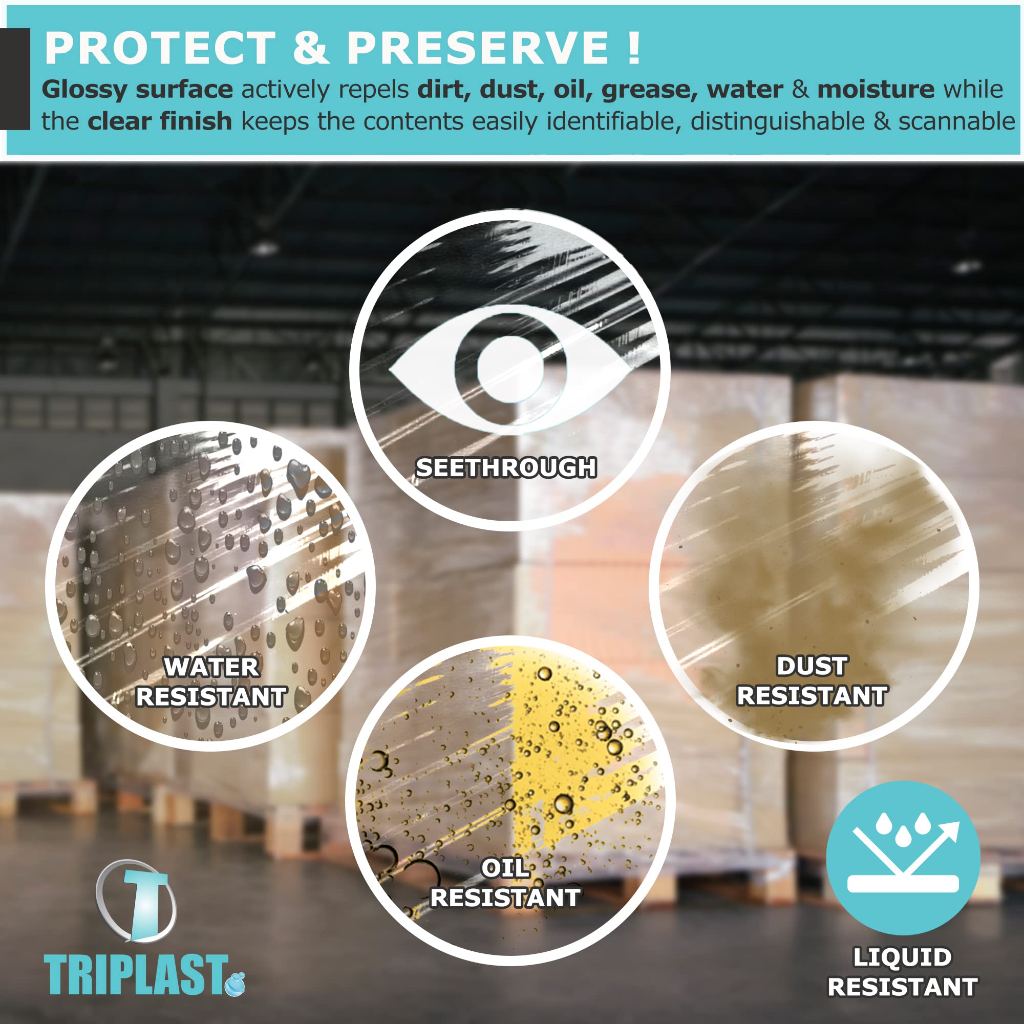 Triplast Pallet Stretch Wrap Roll - Industrial Strength 17mu, 400mm x 250m, Clear, 2 Pack 3