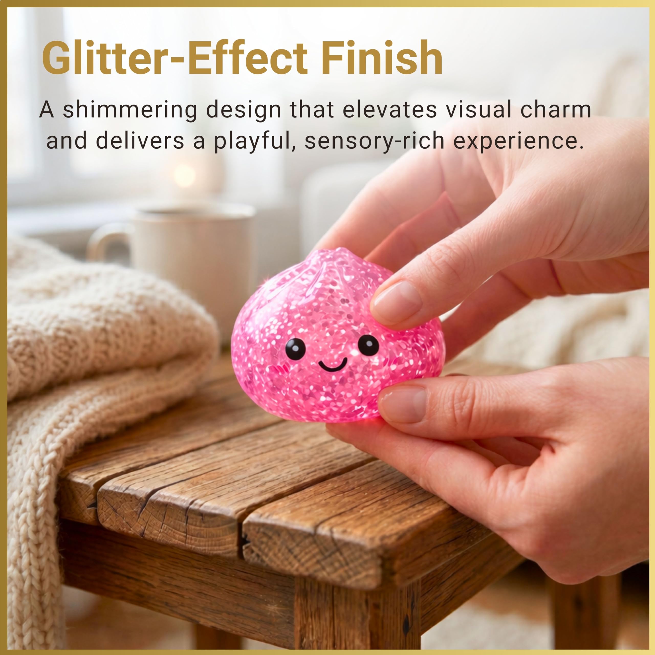 SHATCHI Large Pink Glitter Dumpling Squishy Toy with Steamer Box | Slow Rebound TPR | Ages 3+ 6