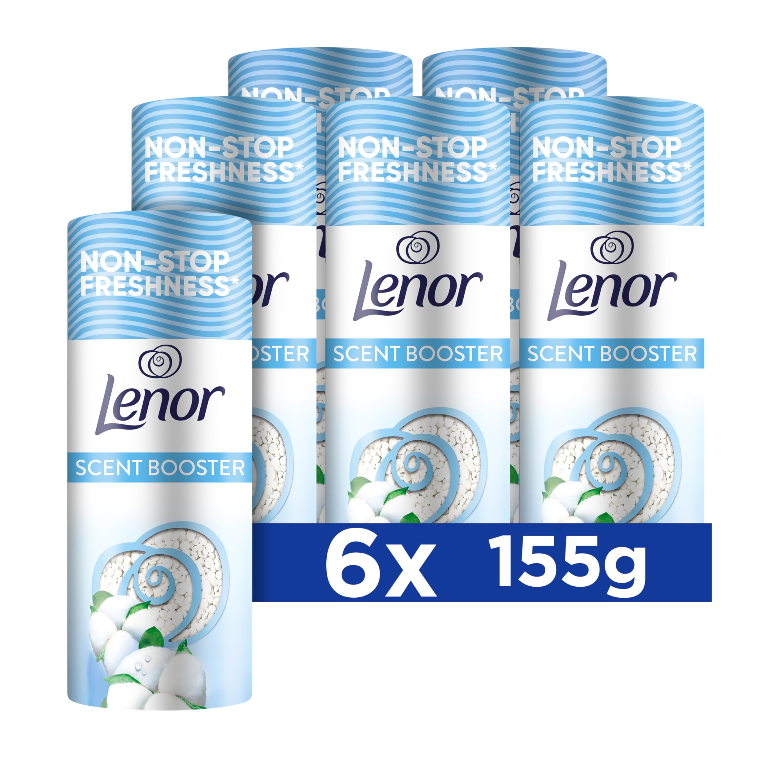 Lenor Laundry Perfume Scent Booster Beads - Cool Cotton Scent, 12 Weeks Freshness | Pack of 6 x 155g