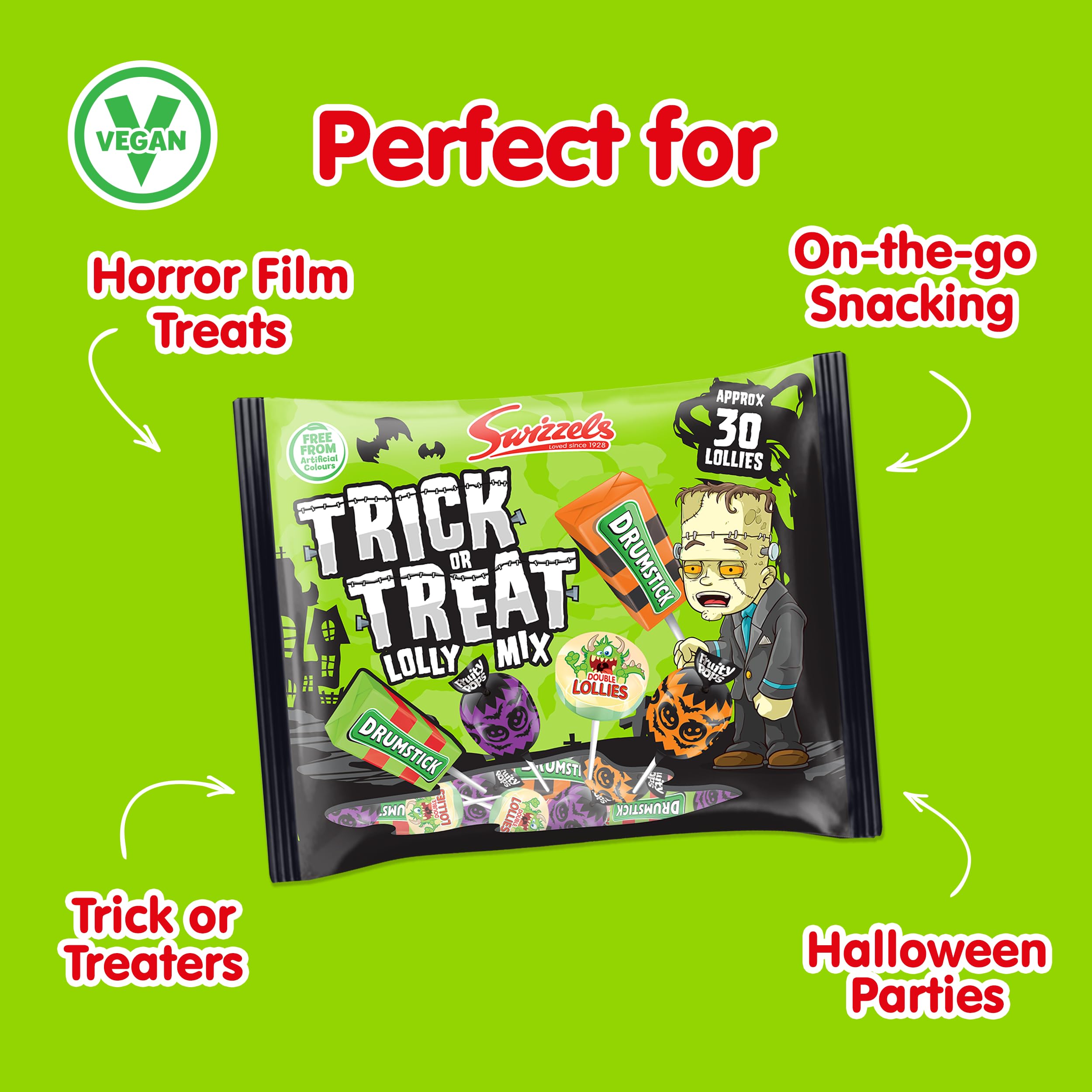 Swizzels Trick or Treat Lolly-Beutel, 330 g – Halloween-Süßigkeiten, Partygeschenk