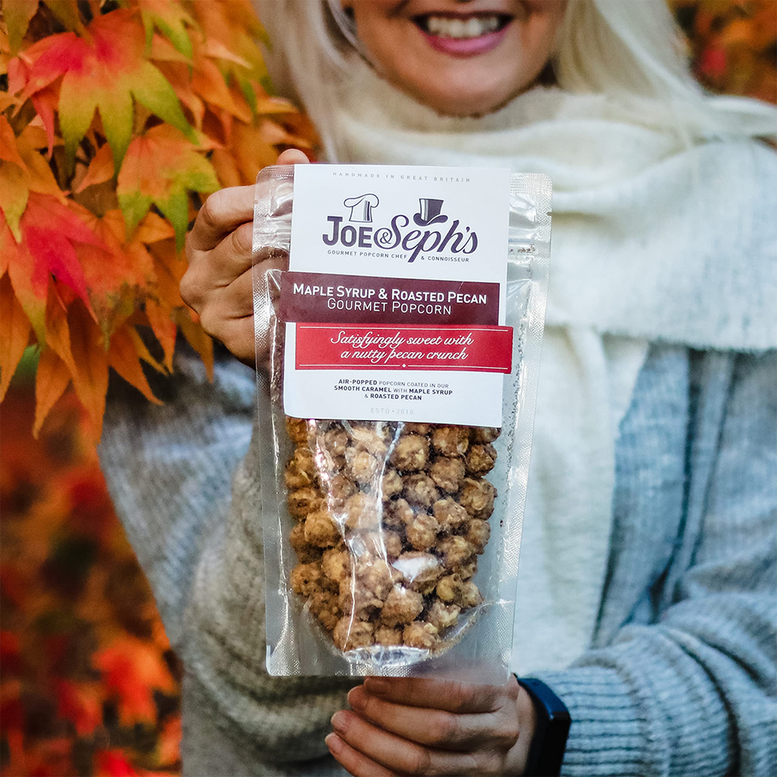 Joe & Seph's Maple Syrup & Roasted Pecan Gourmet Popcorn - 80g Air-Popped Snack | Gluten Free