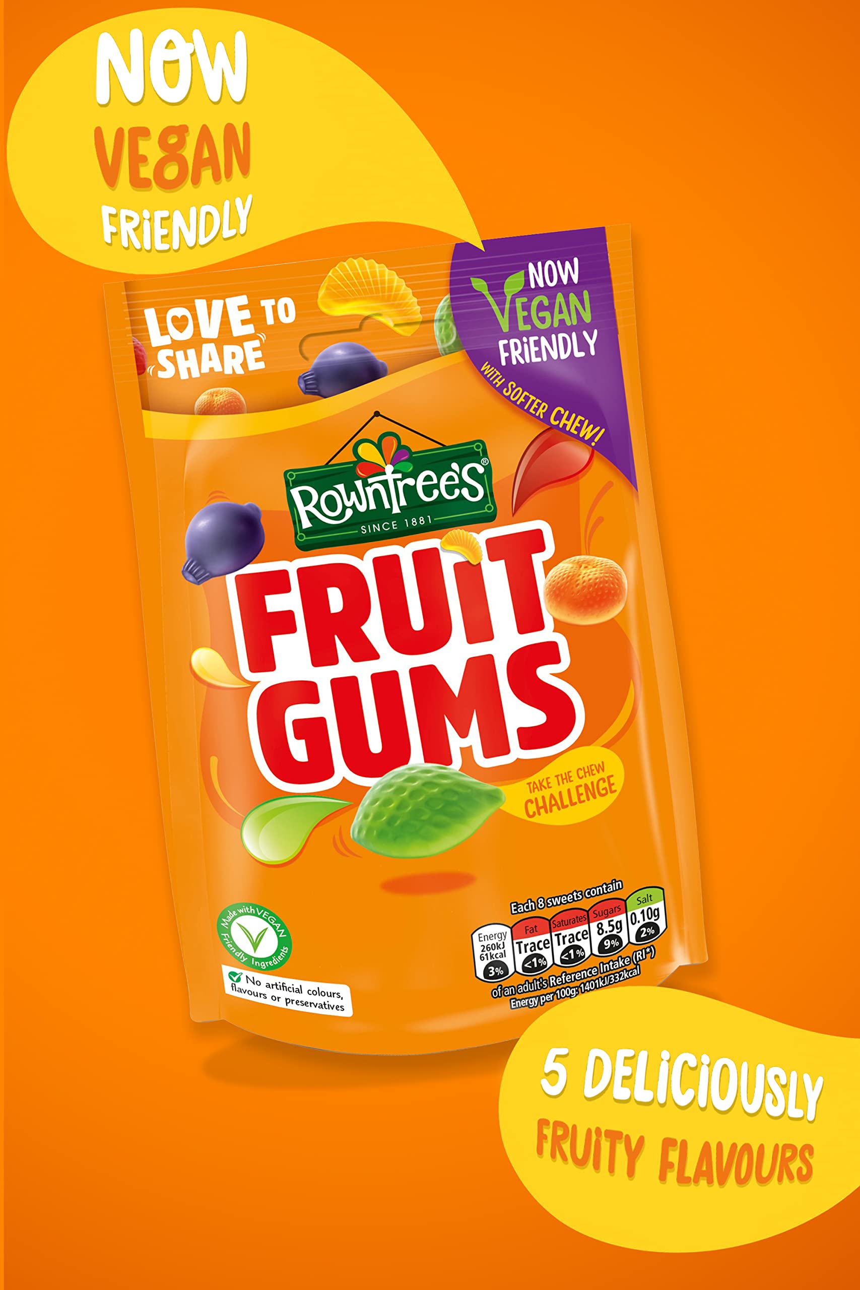 Rowntree's Fruchtgummi-Süßigkeiten zum Teilen, vegan, 10 x 150 g 3