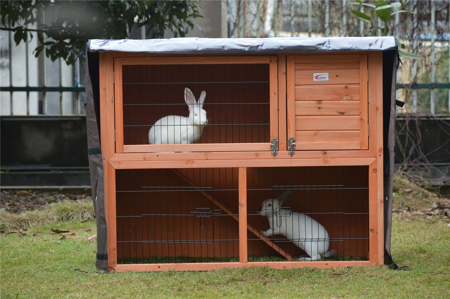BUNNY BUSINESS Universal Double Hutch Cover - Weather Resistant | Fits 48'L x 20'D Roofs