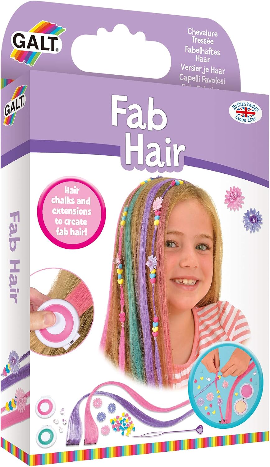 Galt Toys, Fab Hair, Hair Chalk Kit and Extensions for Children, Ages 6 Years Plus