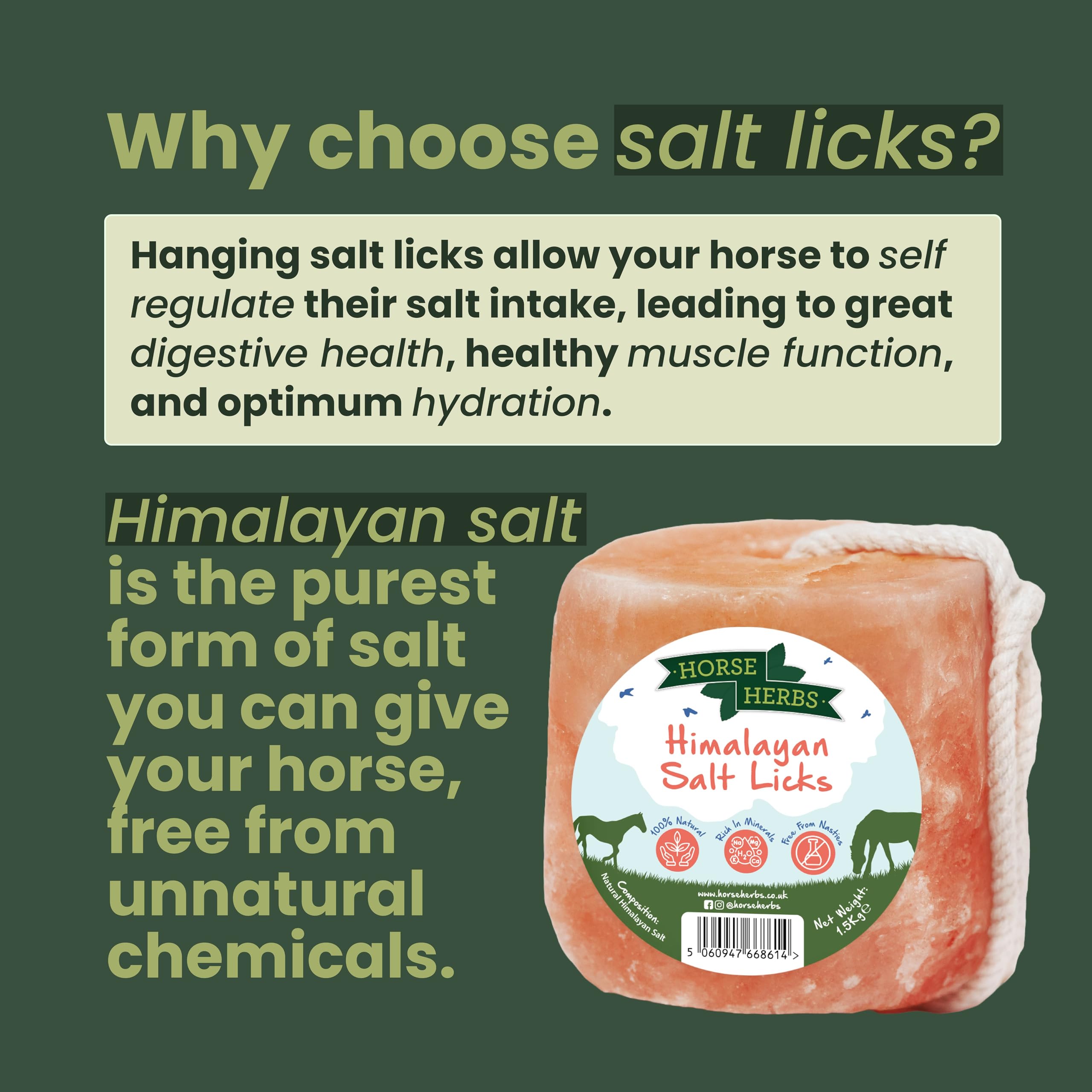 Horse Herbs Himalayan Salt Lick - 1.5kg Natural Equine Supplement for Hydration & Minerals 4