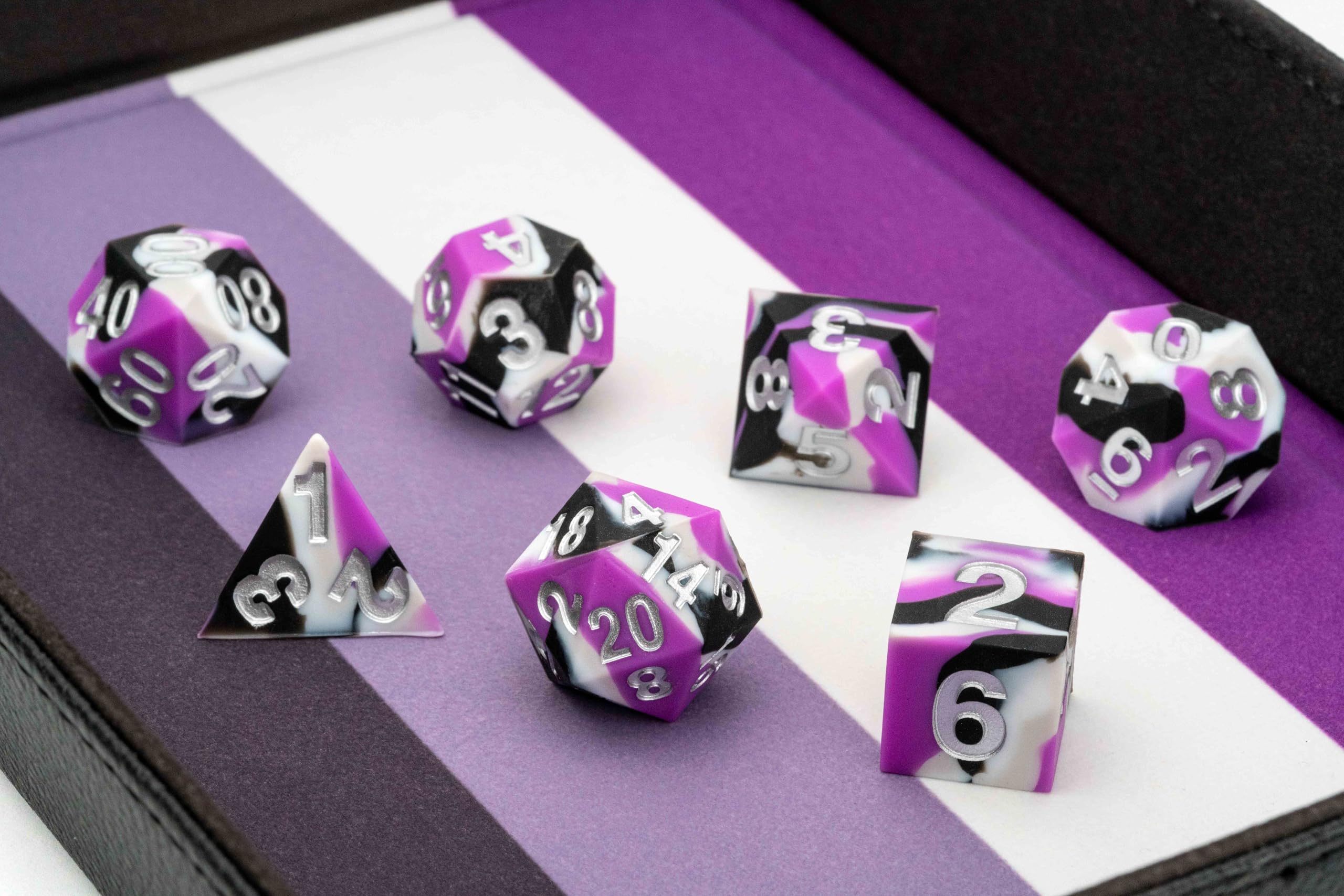 Metallic Dice Games FanRoll 16mm Sharp Edge Silicone Rubber Poly Dice Set | 7 Piece 3