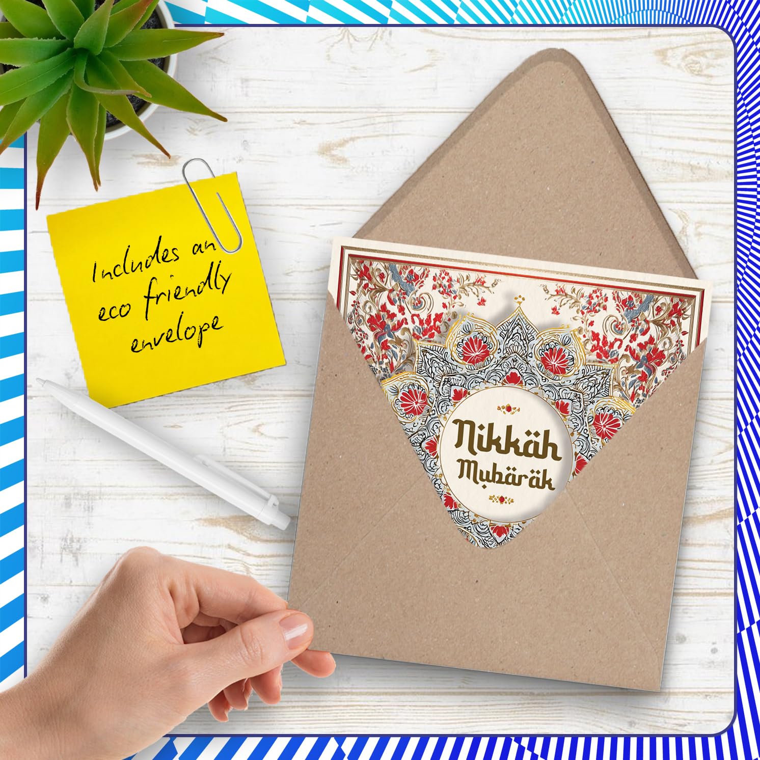 Stuff4 Nikkah Mubarak Wedding Card for Couples | 145mm x 145mm | UK Made 5