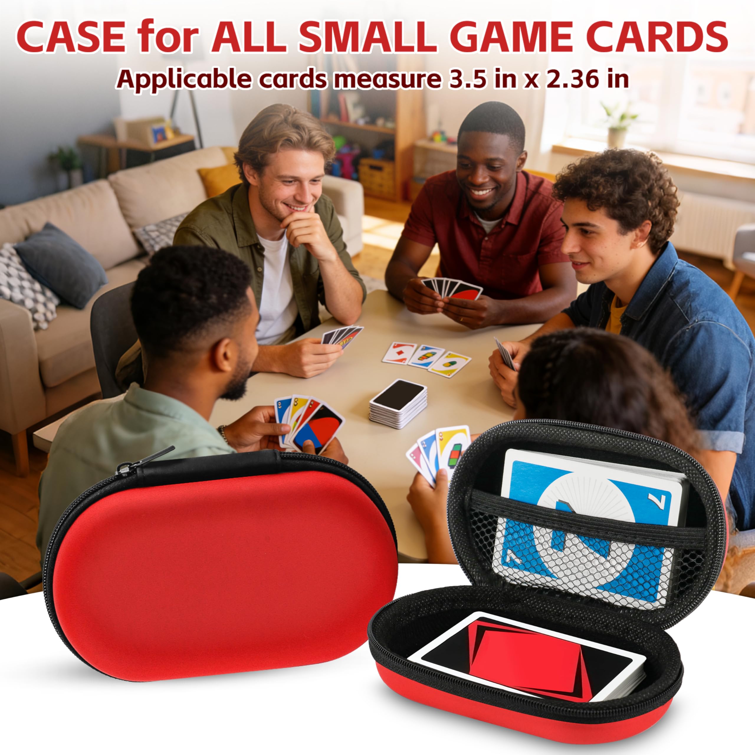 MOXYOY Card Box for Standard Decks - Shockproof EVA, Holds 110 Cards | Red 6