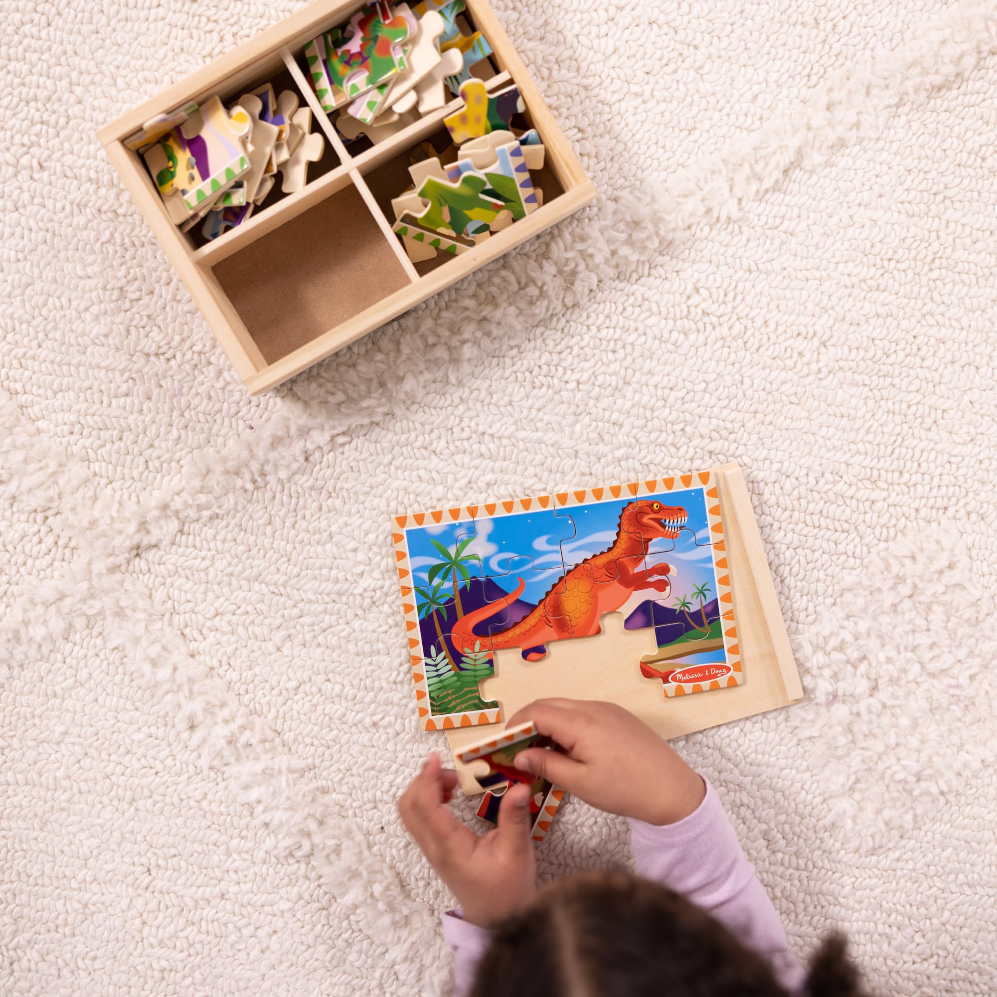 Melissa & Doug Dinosaur Jigsaw Puzzles in a Box | 4 Wooden Puzzles | Ages 3-6 6