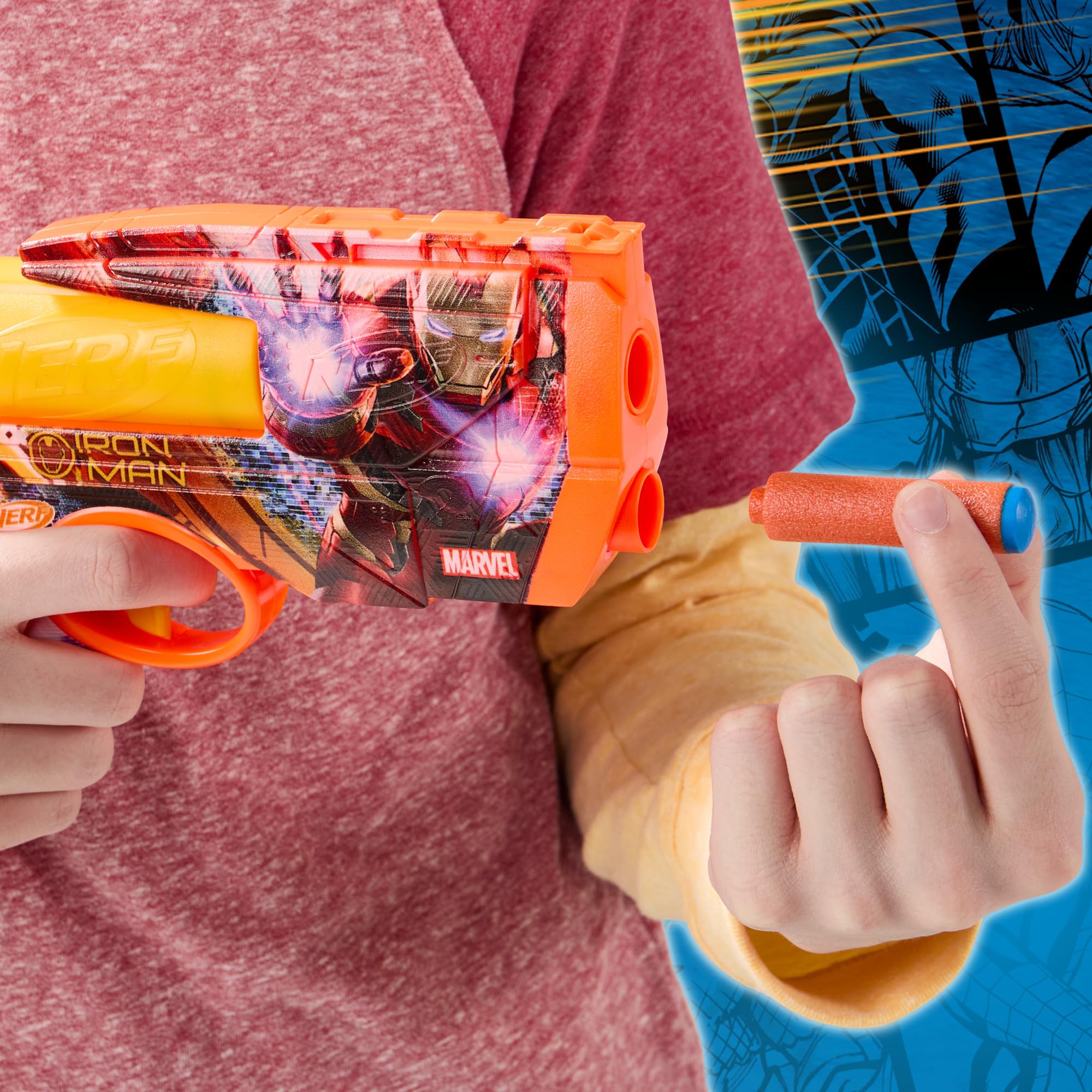Nerf Marvel Iron Man Dart Blaster with 2-Dart Capacity and 4 N1 Darts | Ages 8+ 6