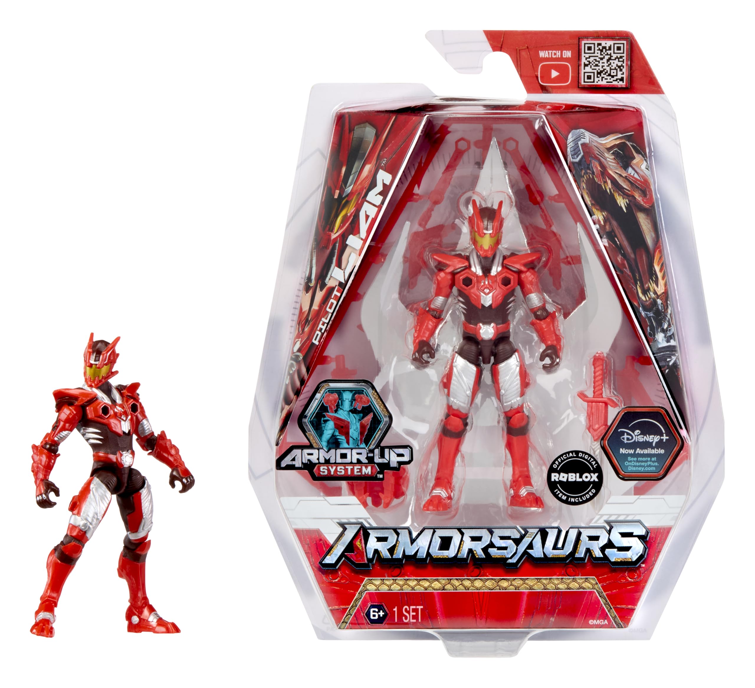 Armorsaurs T-Rex Pilot Liam Roberts - 9.5cm Poseable Action Figure with Transforming Weapon | 11 Points of Articulation | Ages 6+ 1