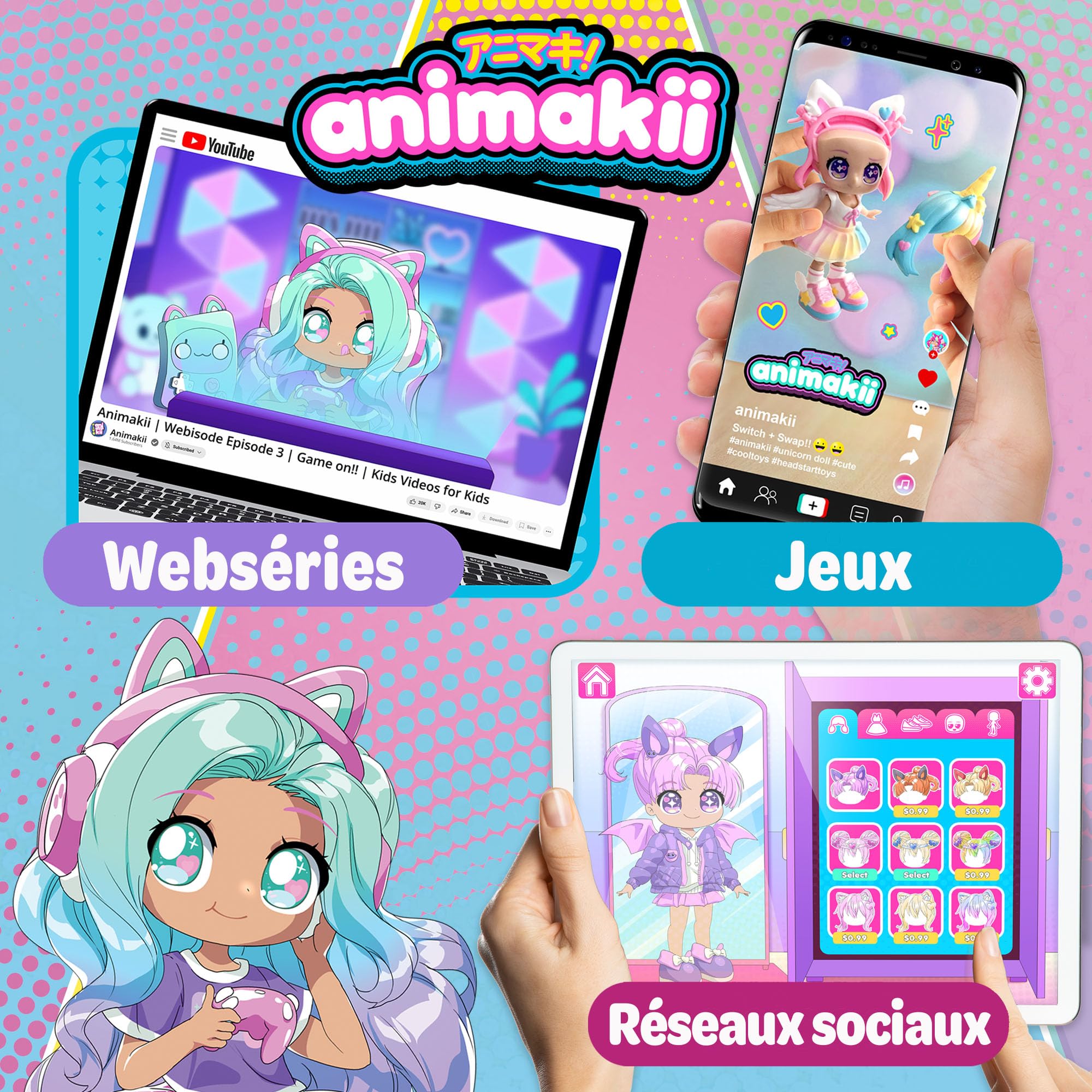 Animakii Fashion Dolls - Customisable Magical Girl & School Girl Style 5" 17