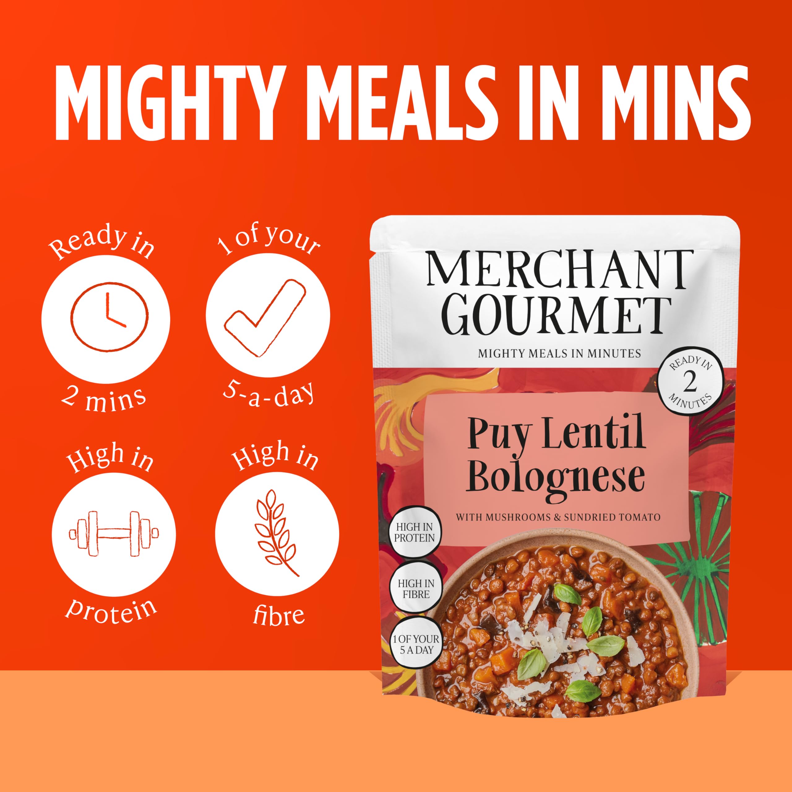 Merchant Gourmet Ready-to-eat Puy Lentil Bolognese - 6 x 280g Pouches | High Fibre & Protein 3