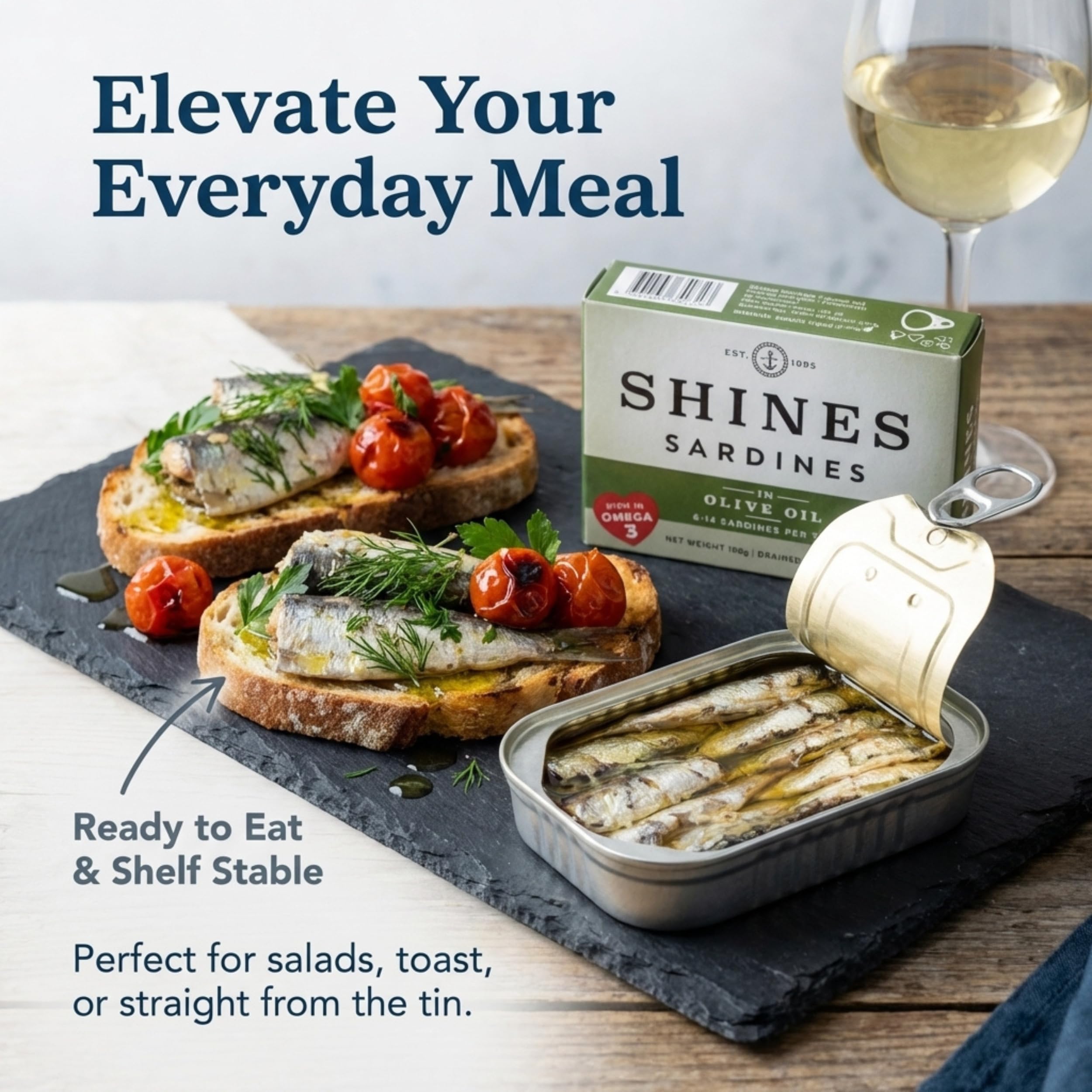 Shines Sardines in Olive Oil - 106g Can | Ready to Eat | Keto Friendly 7