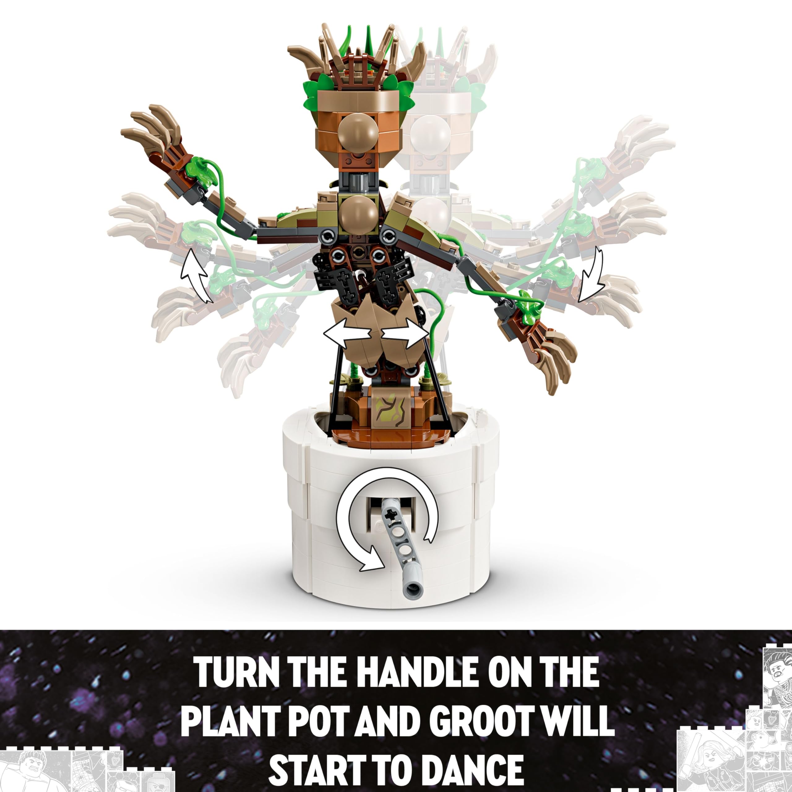 LEGO Marvel Dancing Groot Buildable Animated Toy Action Figure 76297 | Ages 10+ 3