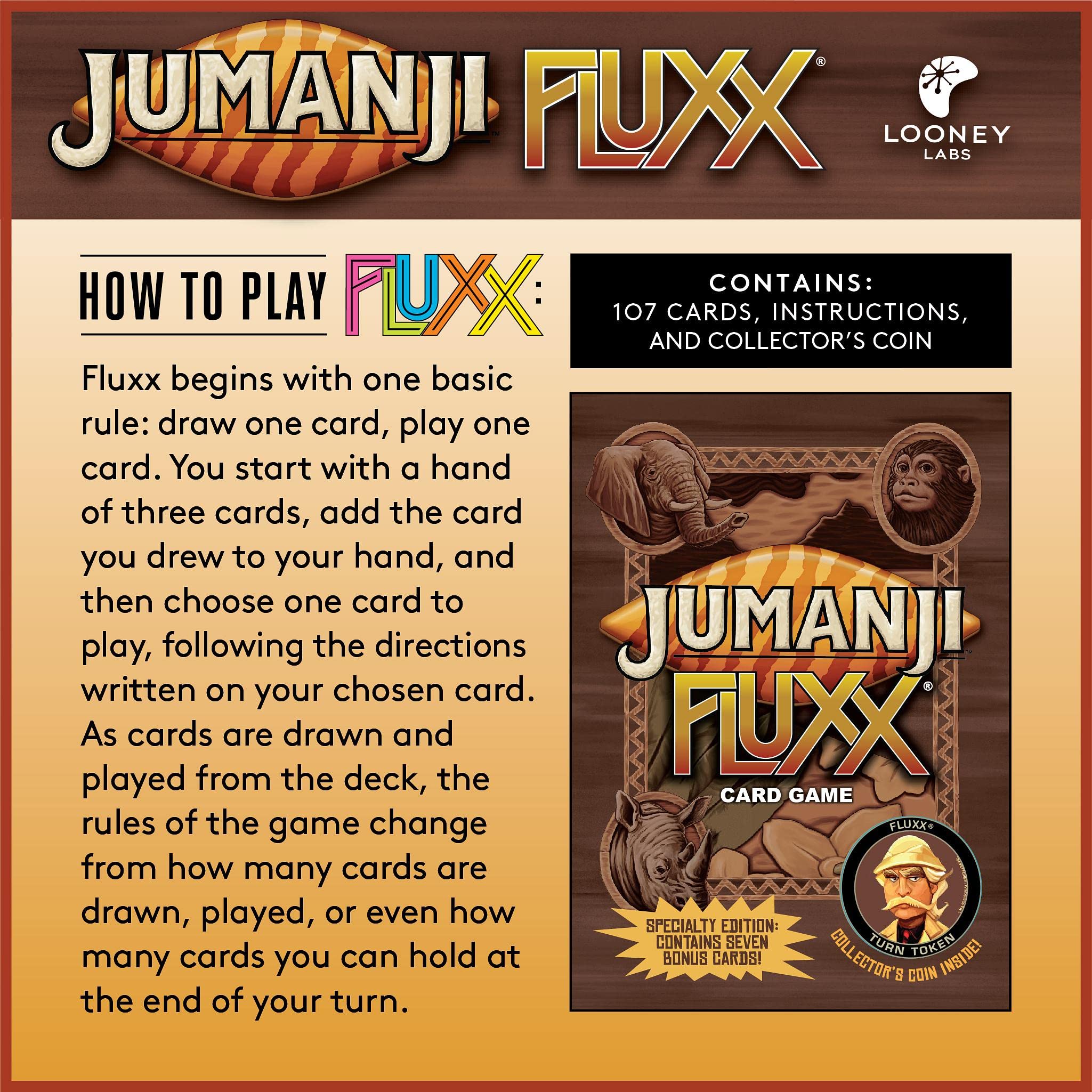 Looney Labs Jumanji Fluxx Specialty Edition Card Game | 2-6 Players | Ages 8+ 4