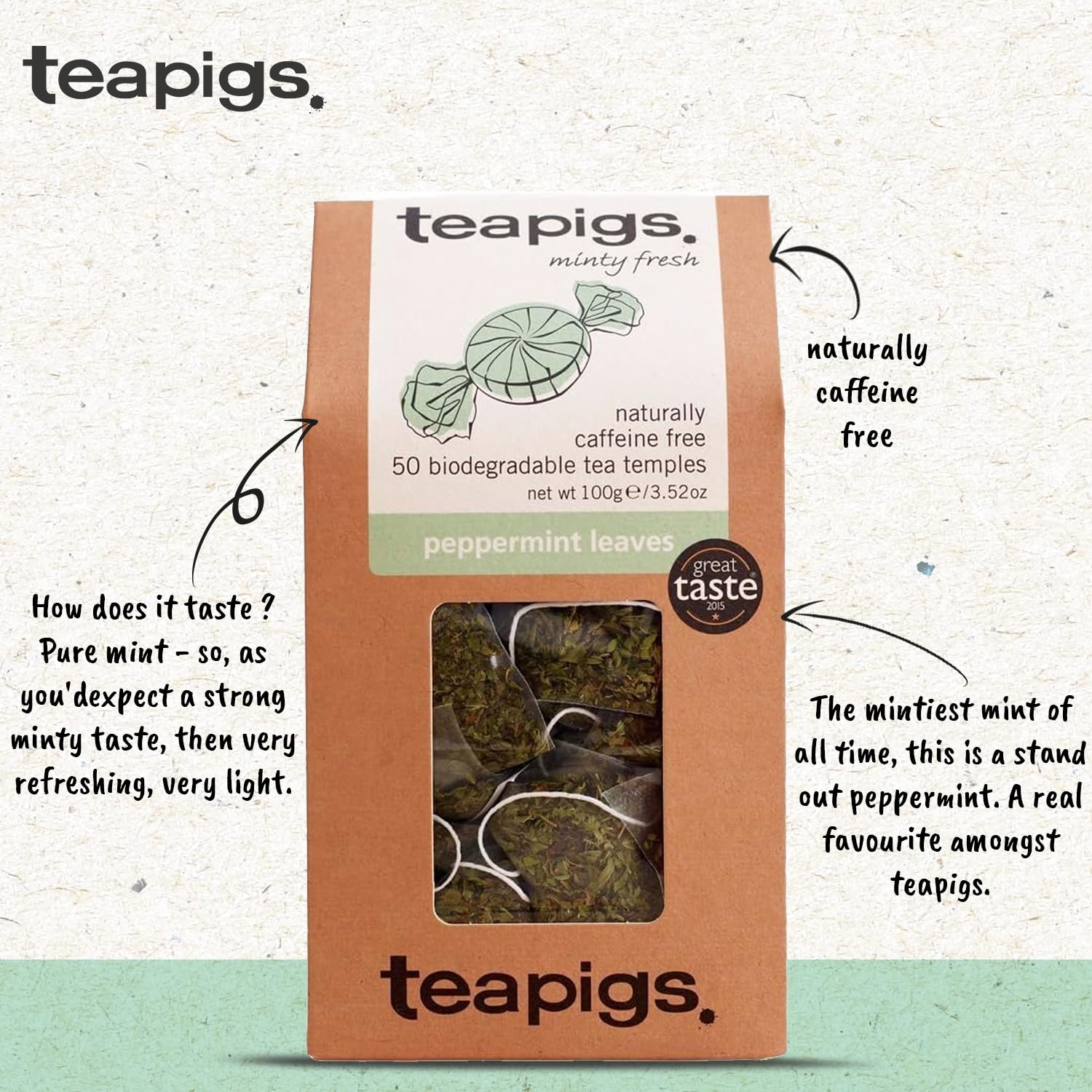 teapigs Pfefferminztee – Koffeinfreie Minzteebeutel mit ganzen Pfefferminzblättern – 50 Beutel 7