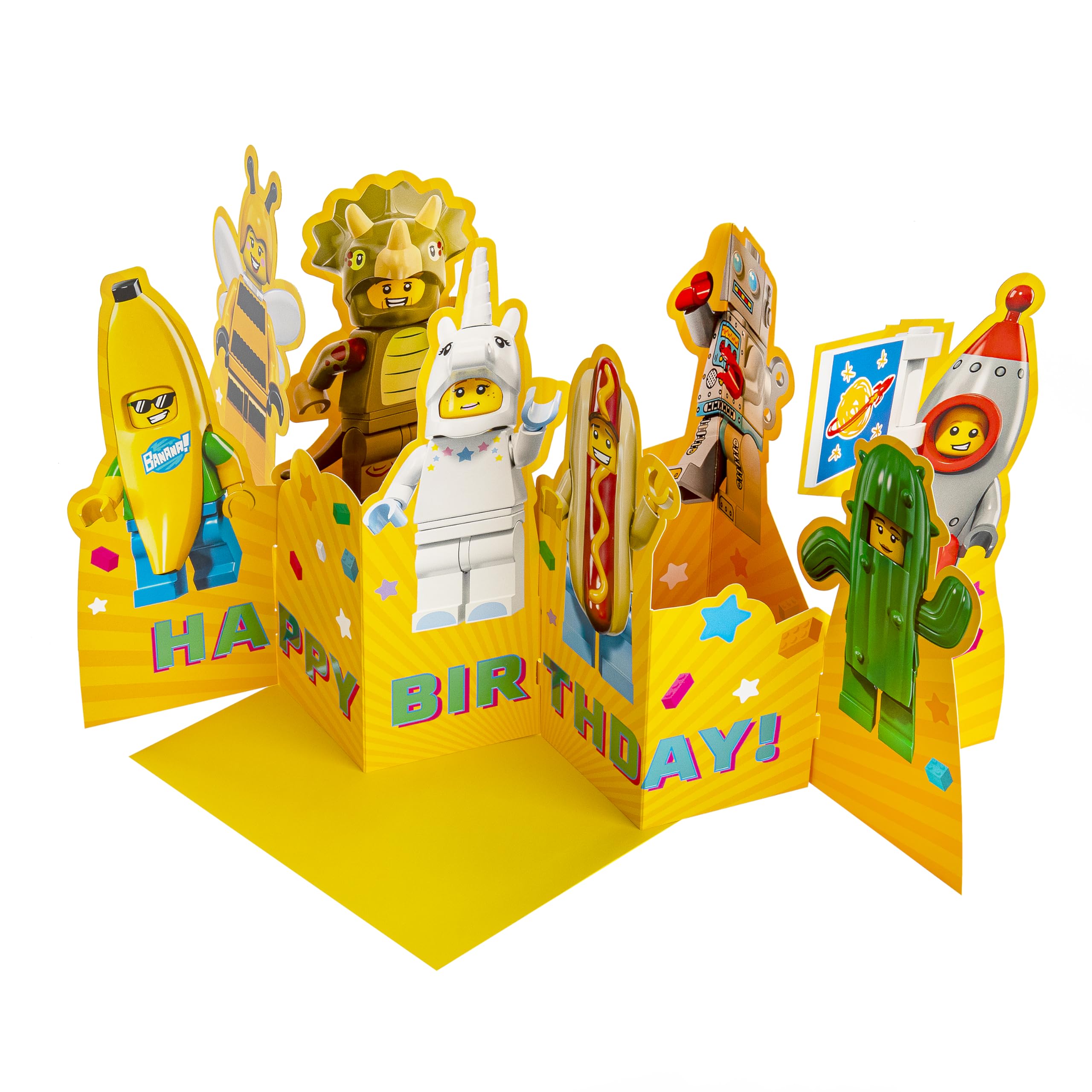 Hallmark LEGO Birthday Card | 3D Pop Up Design | Yellow with Turquoise Foil Details 3