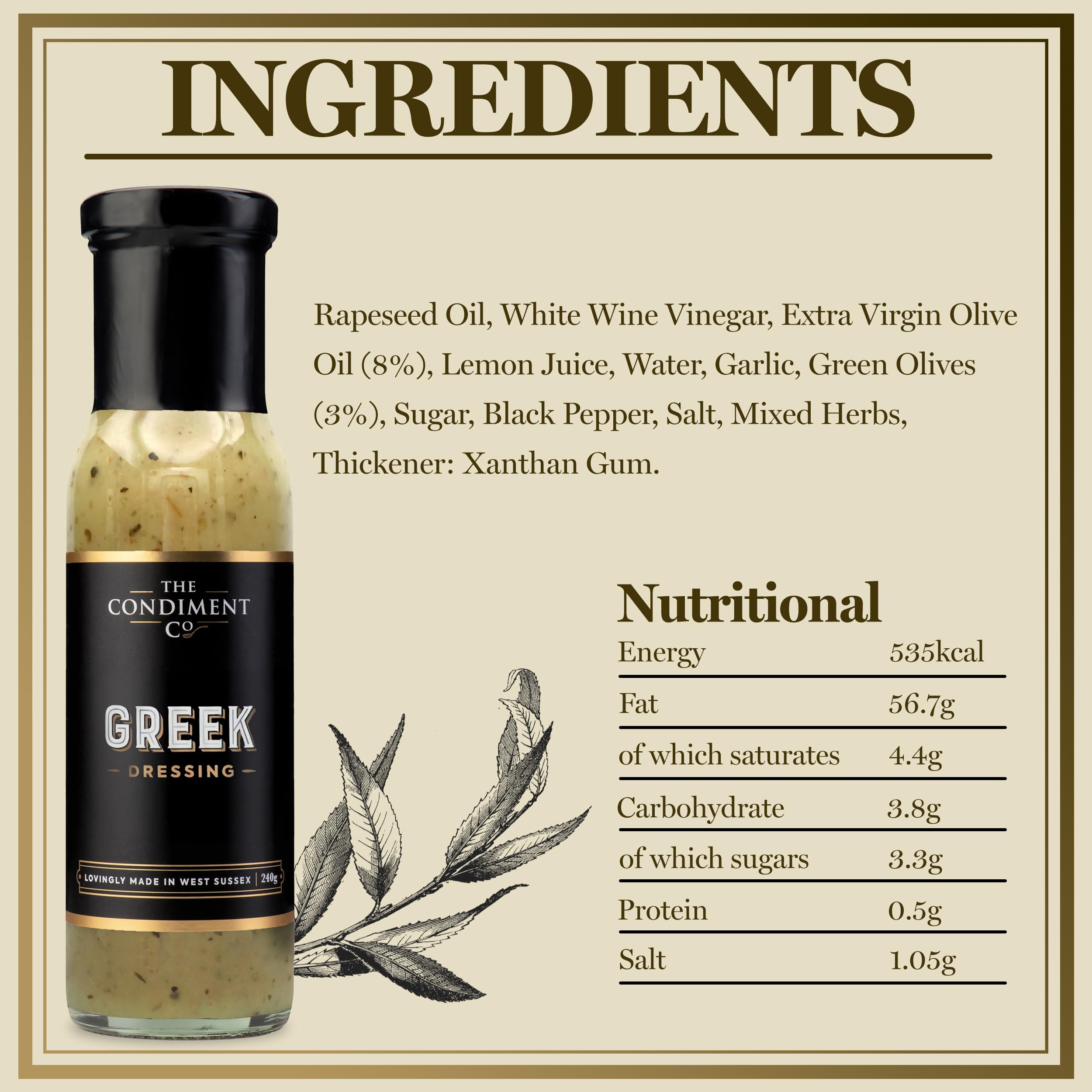 The Condiment Company Greek Dressing - Olive Oil & Citrus Vinaigrette | 240g Bottle 6