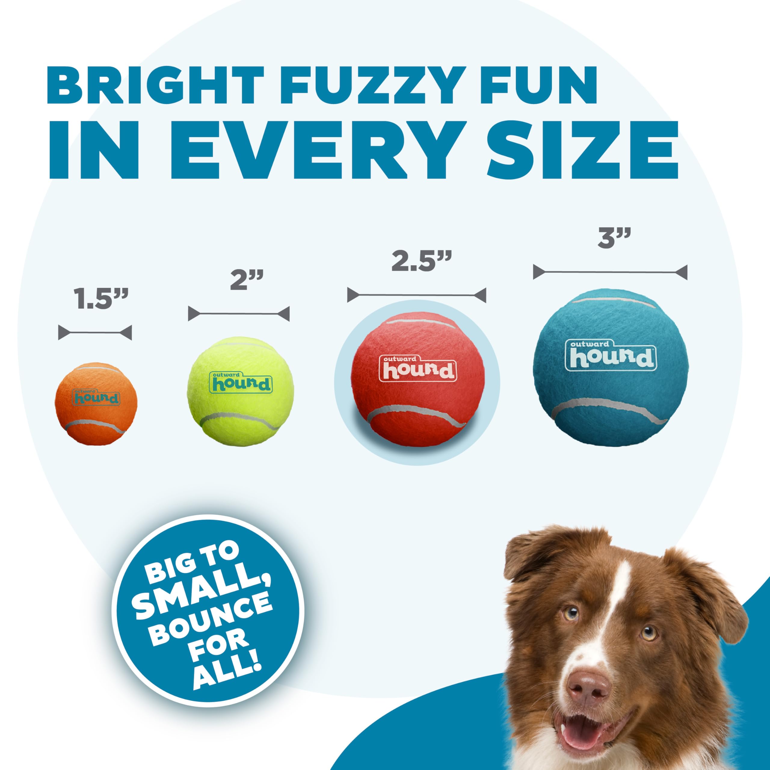 Outward Hound Squeaker Ballz Fetch Dog Toy - Medium Size, 4 Pack | Premium Rubber Bounce 3