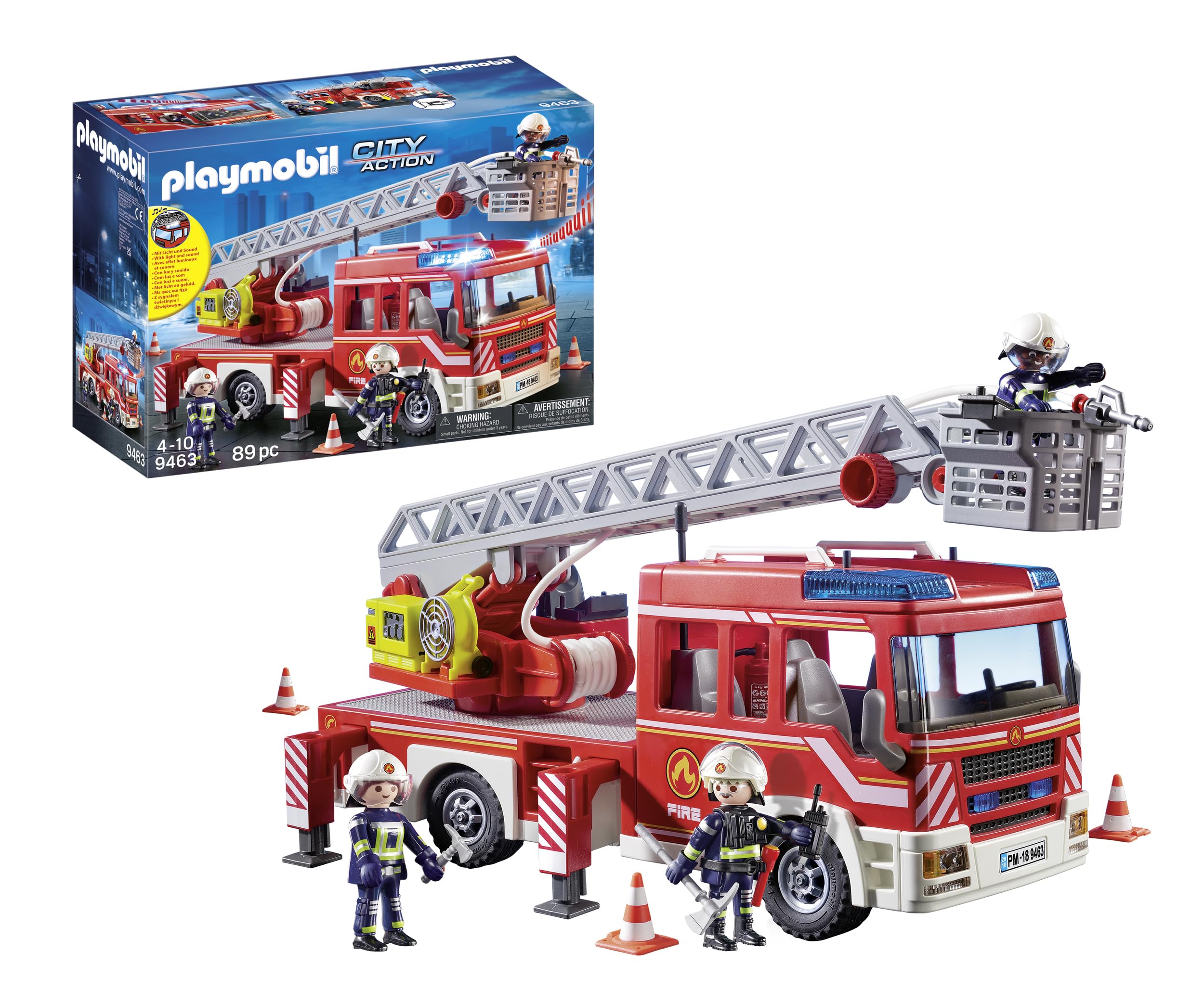 Playmobil City Action 9463 Fire Ladder Unit with Lights, Sounds & Water Pump | Ages 4+