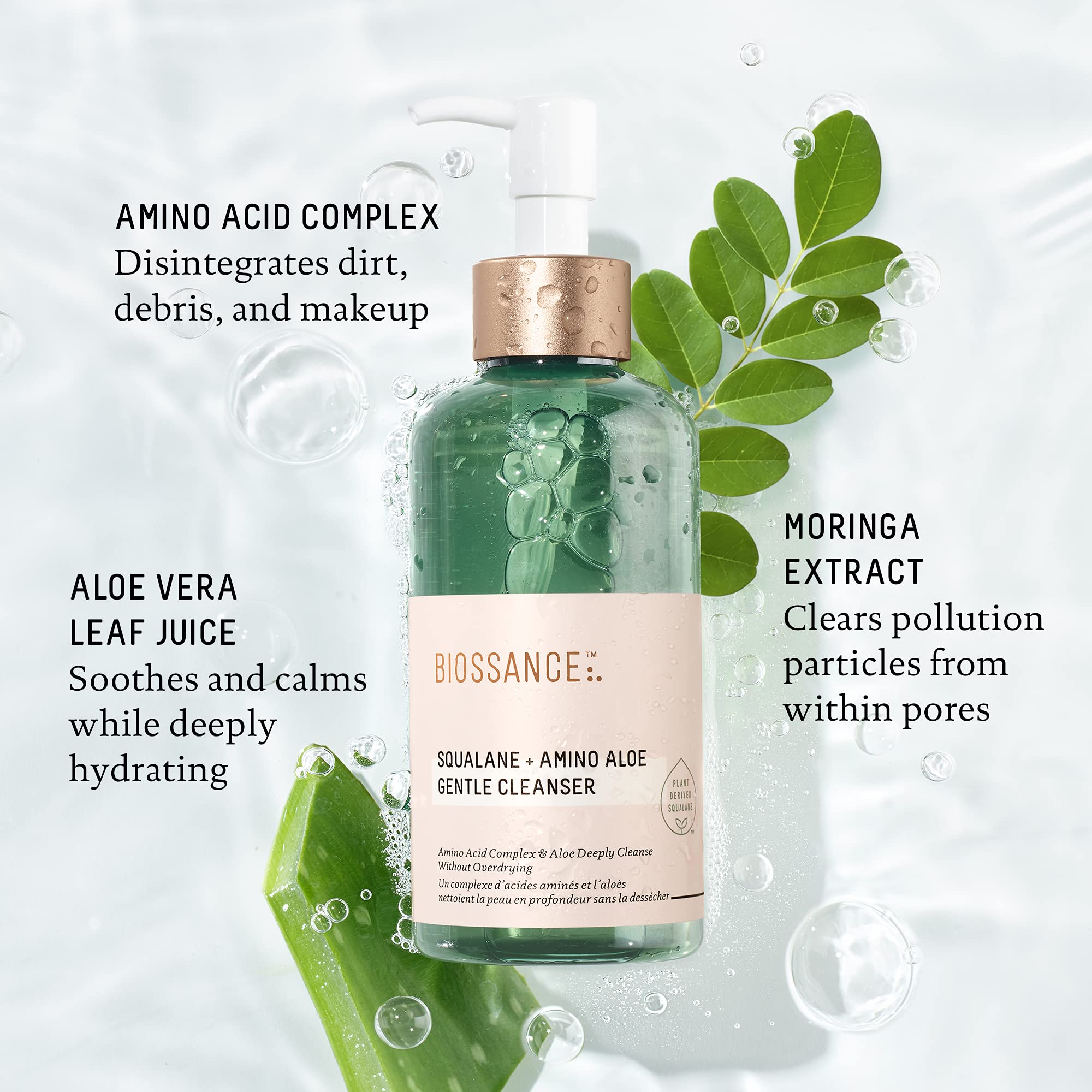 Biossance Squalane + Amino Aloe Gentle Face Wash - 200ml Foaming Cleanser for Hydration & Makeup Removal 3