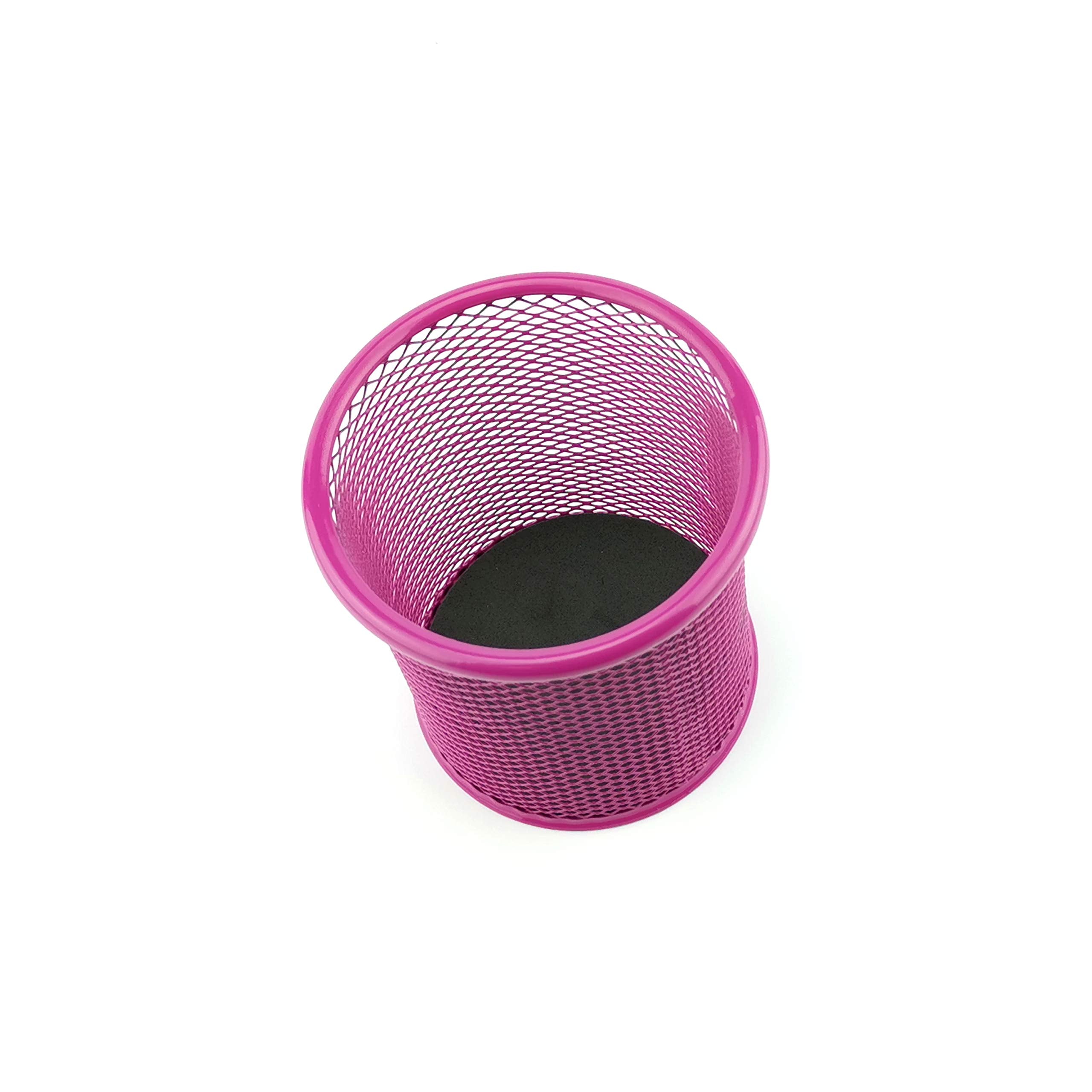 Leviatan Round Mesh Metal Pencil Holder - Pink | Ø 91mm | Rust Resistant