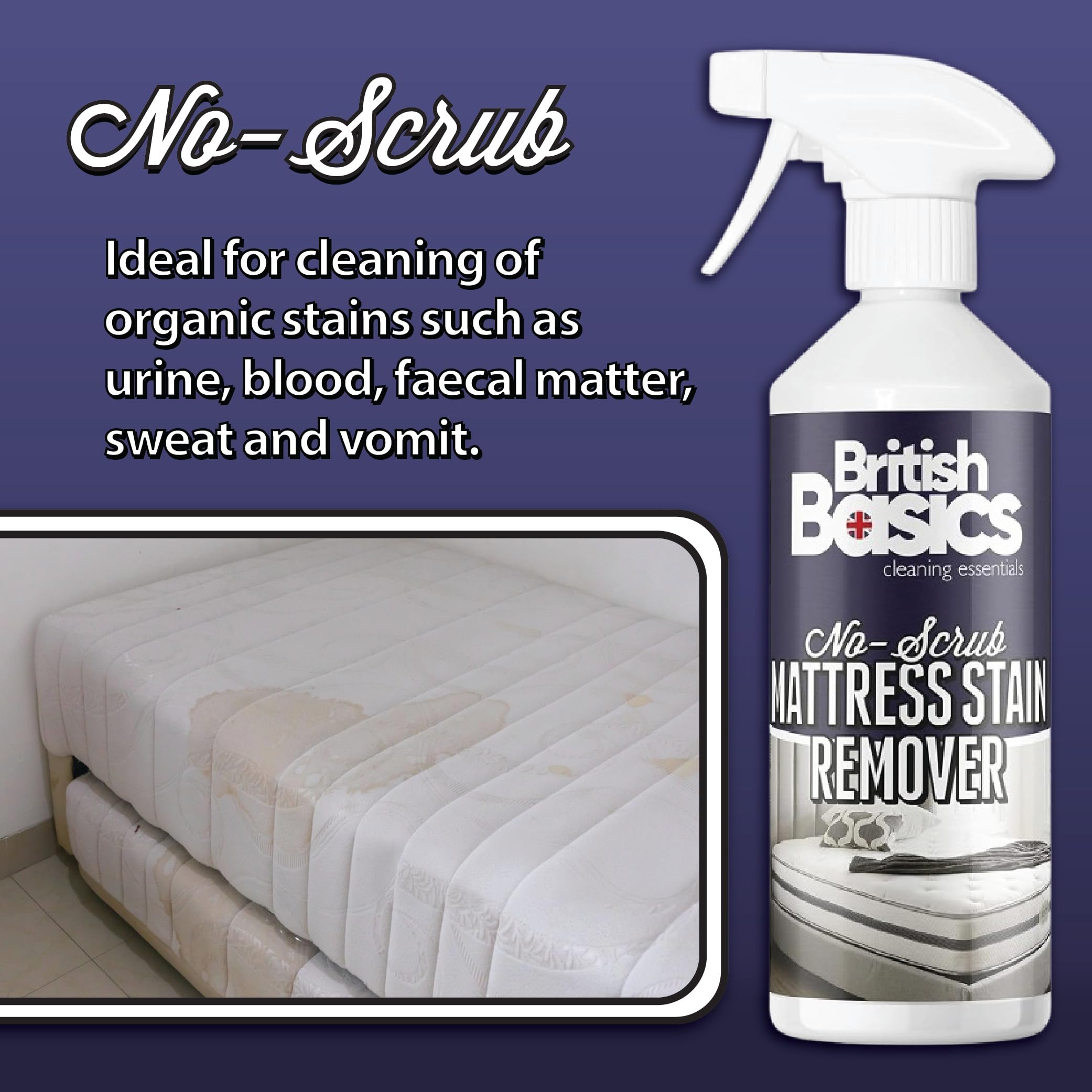 BritishBasics Mattress Stain Remover - Professional Strength Organic Stain Removal | 500 ml 5
