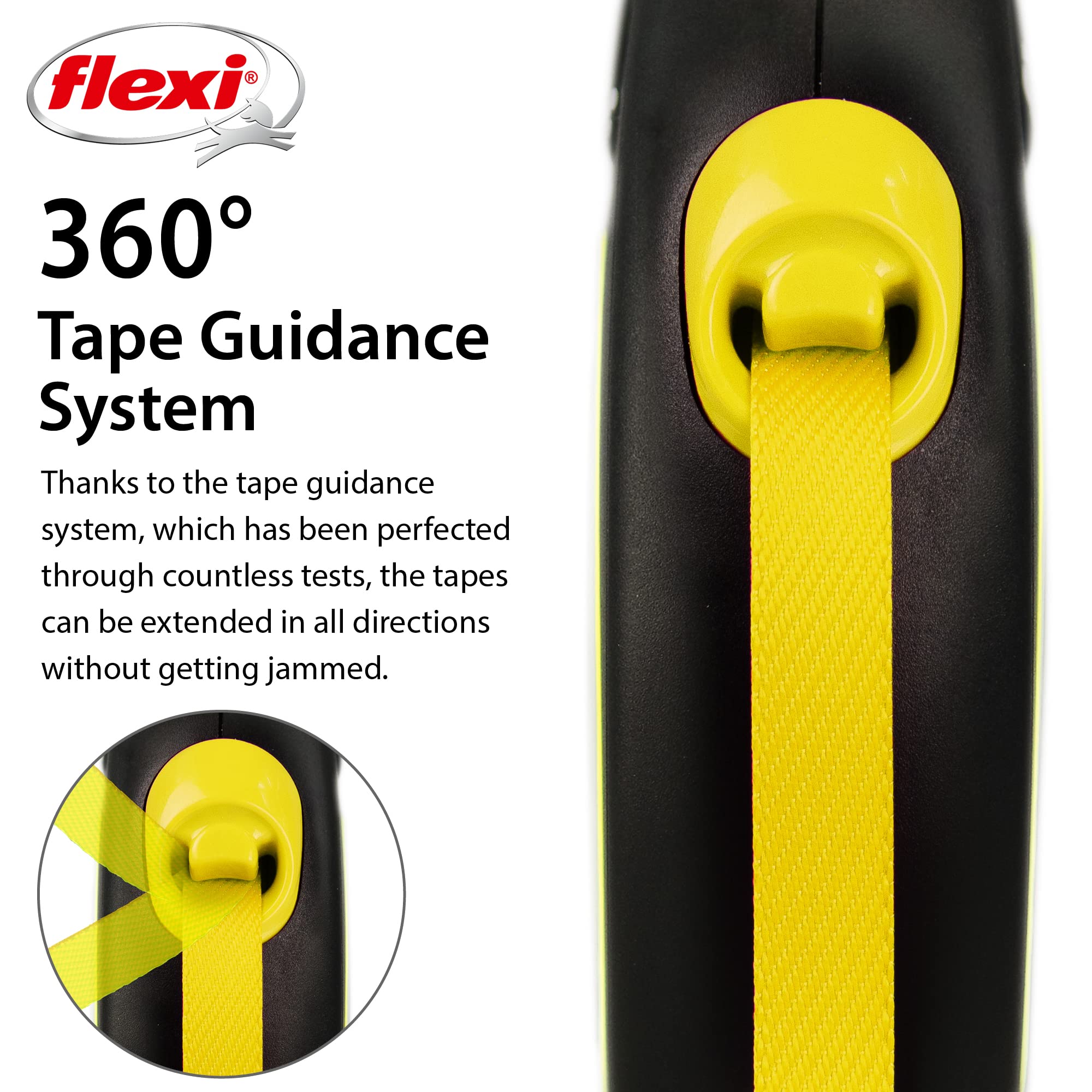 flexi New Neon S Retractable Lead - 5m Tape, High Visibility | Ergonomic Grip 4