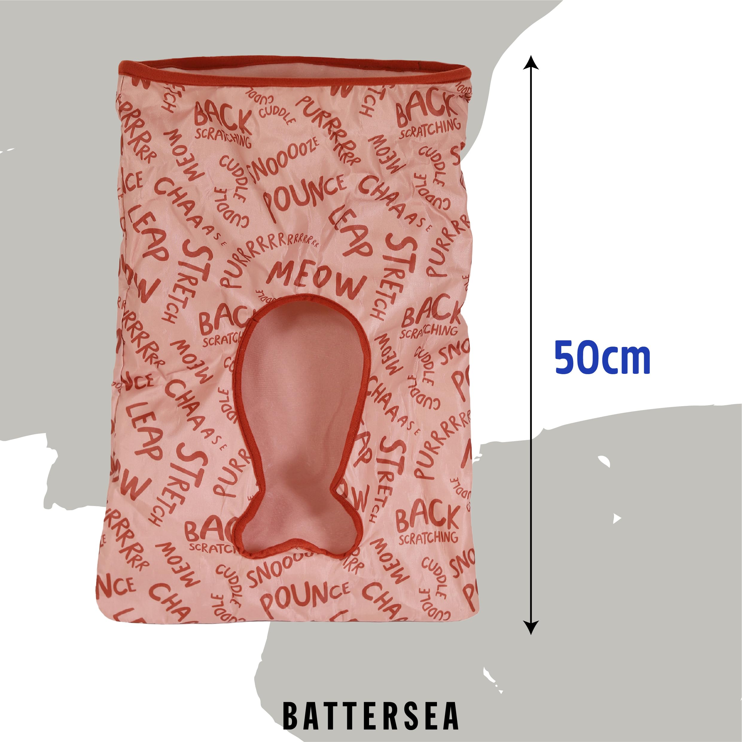 Rosewood Battersea Peek-A-Boo Crinkle Cat Toy Tunnel Sack - Pink | Lightweight & Portable 3
