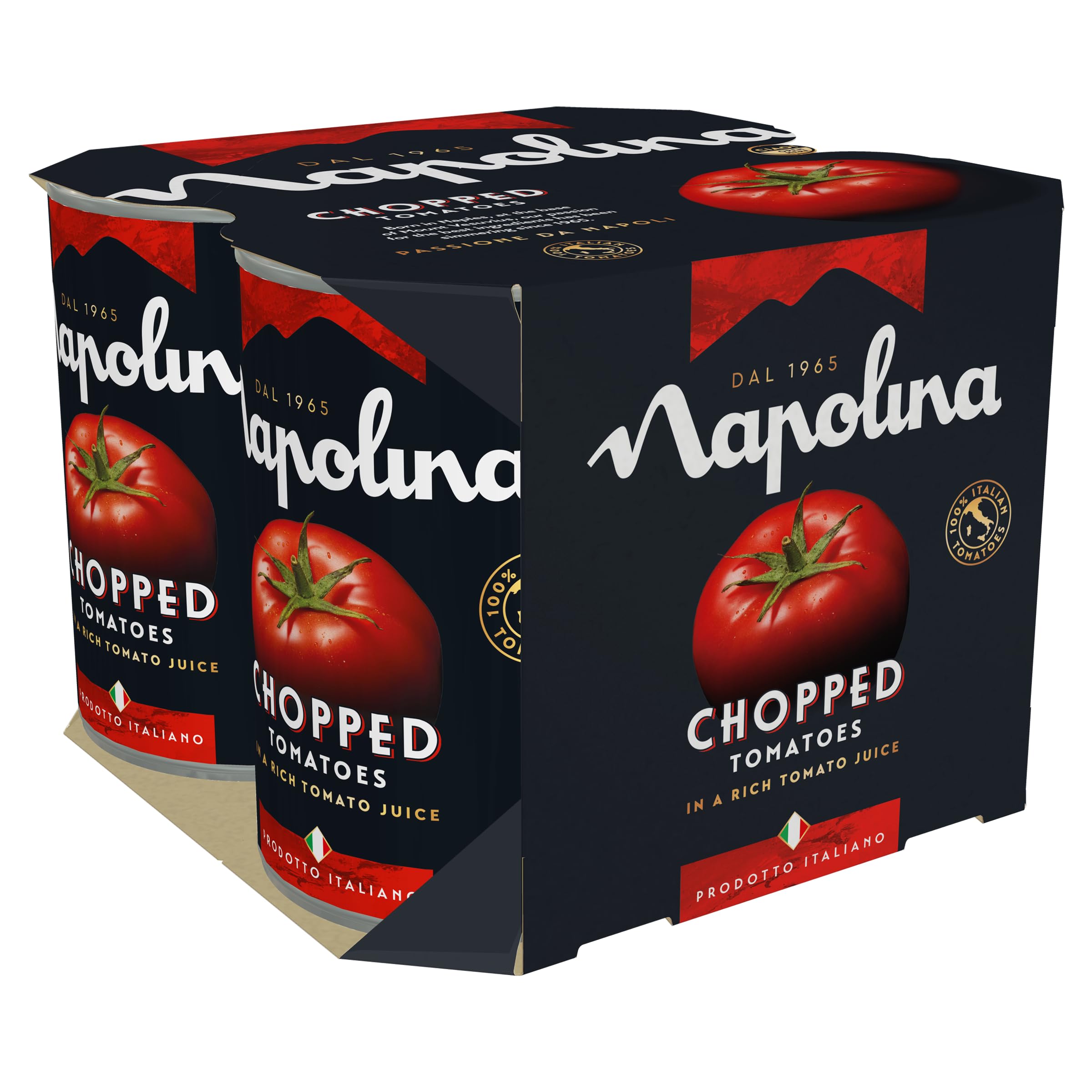 Napolina Chopped Tomatoes - Rich Tomato Juice, Chunky Texture | 400 g (Pack of 4)