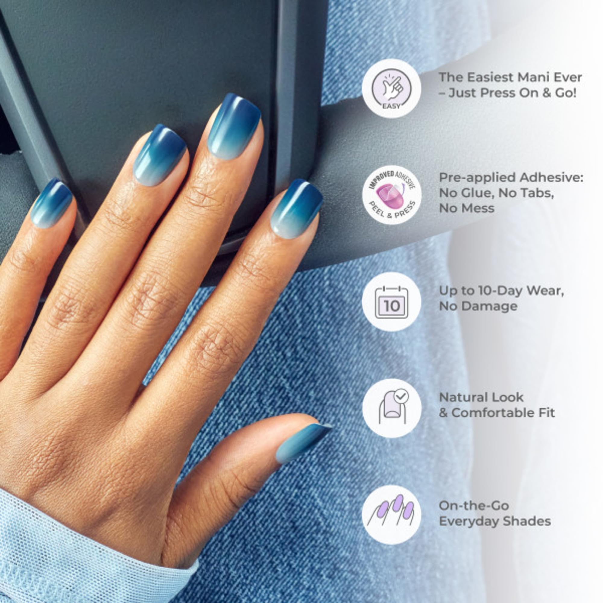KISS imPRESS Color Press On Nails - Frosting Solid White | Short Squoval | 33 Ct. 7