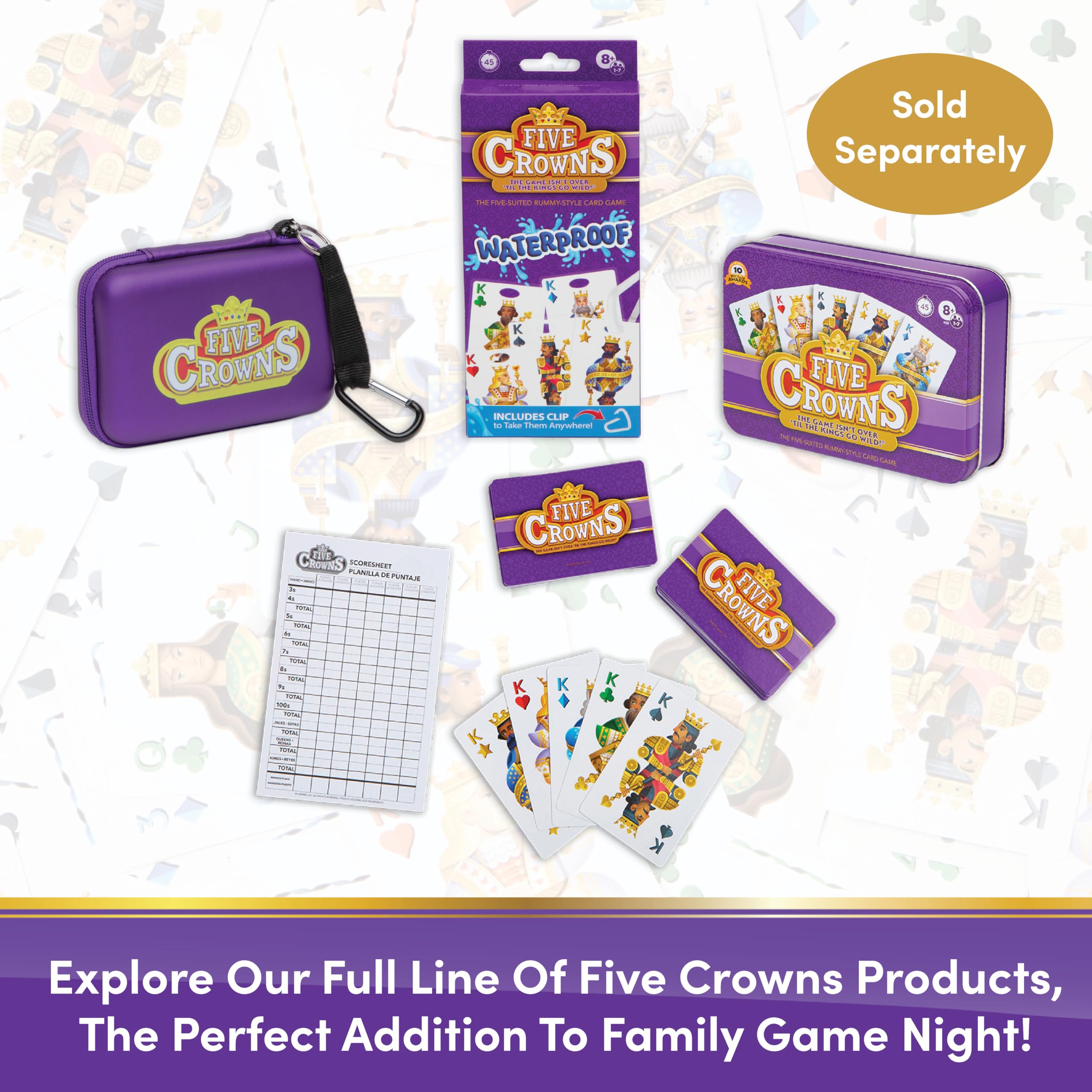 PlayMonster Five Crowns Rummy-Style Card Game | 1-7 Players | Ages 8+ | Custom 5-Suit Deck 7