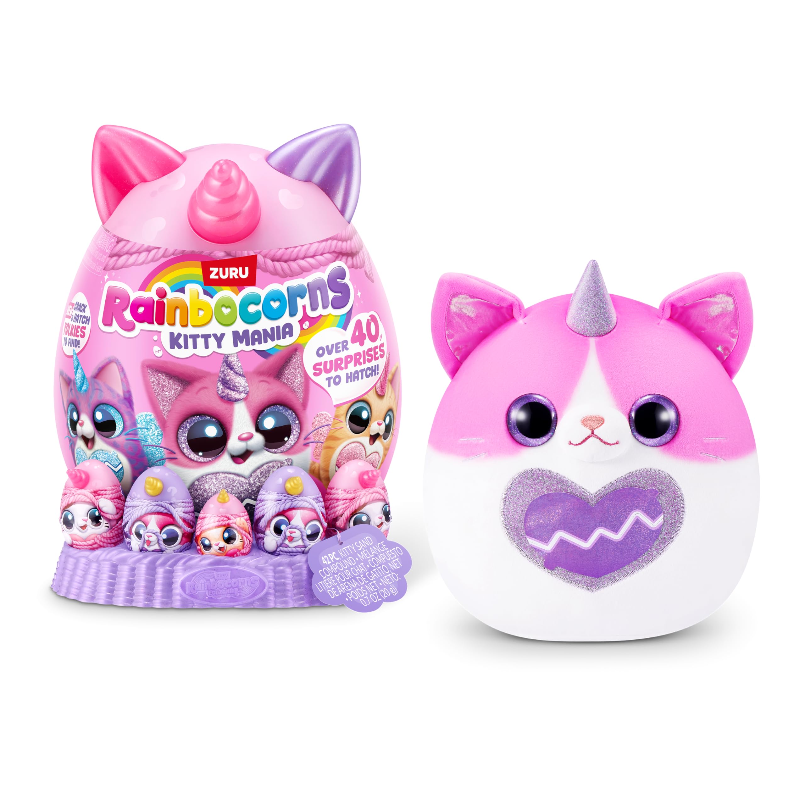 Rainbocorns Kitty Mania Plush Toy - Purrl Cat | 40+ Surprises | Ages 3+ 3