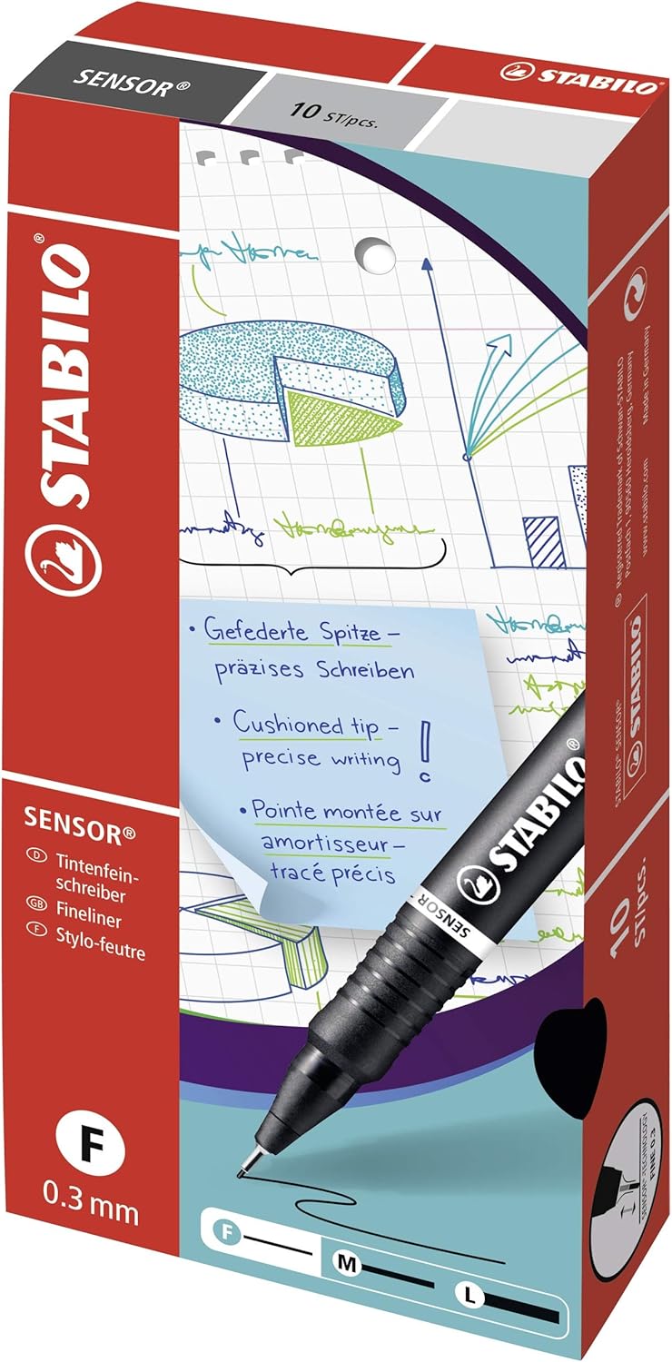 Fineliner - STABILO SENSOR F Box of 10 Black 4