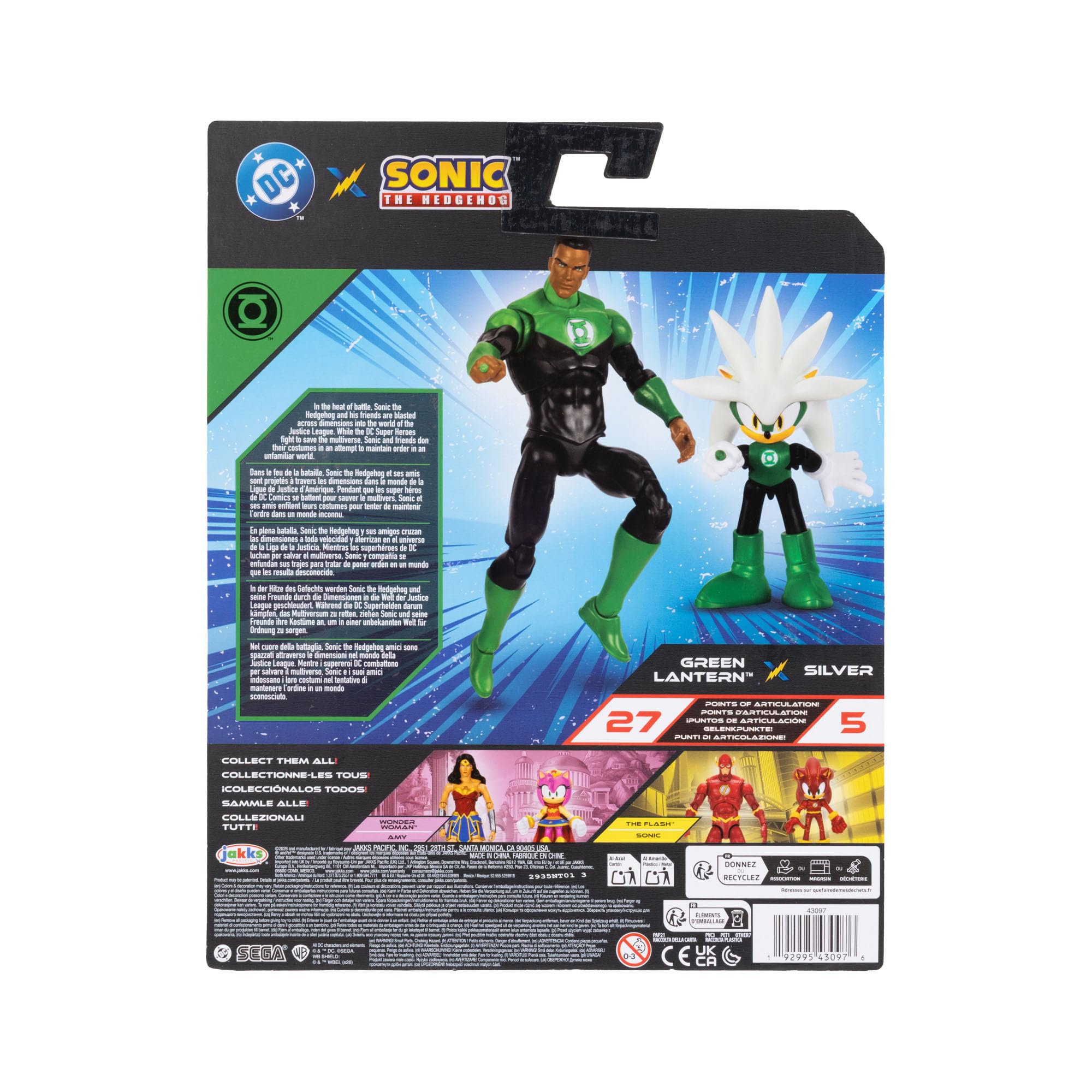 Sonic The Hedgehog DC x Sonic Silver as Green Lantern & Classic Green Lantern Action Figure Multipack 8