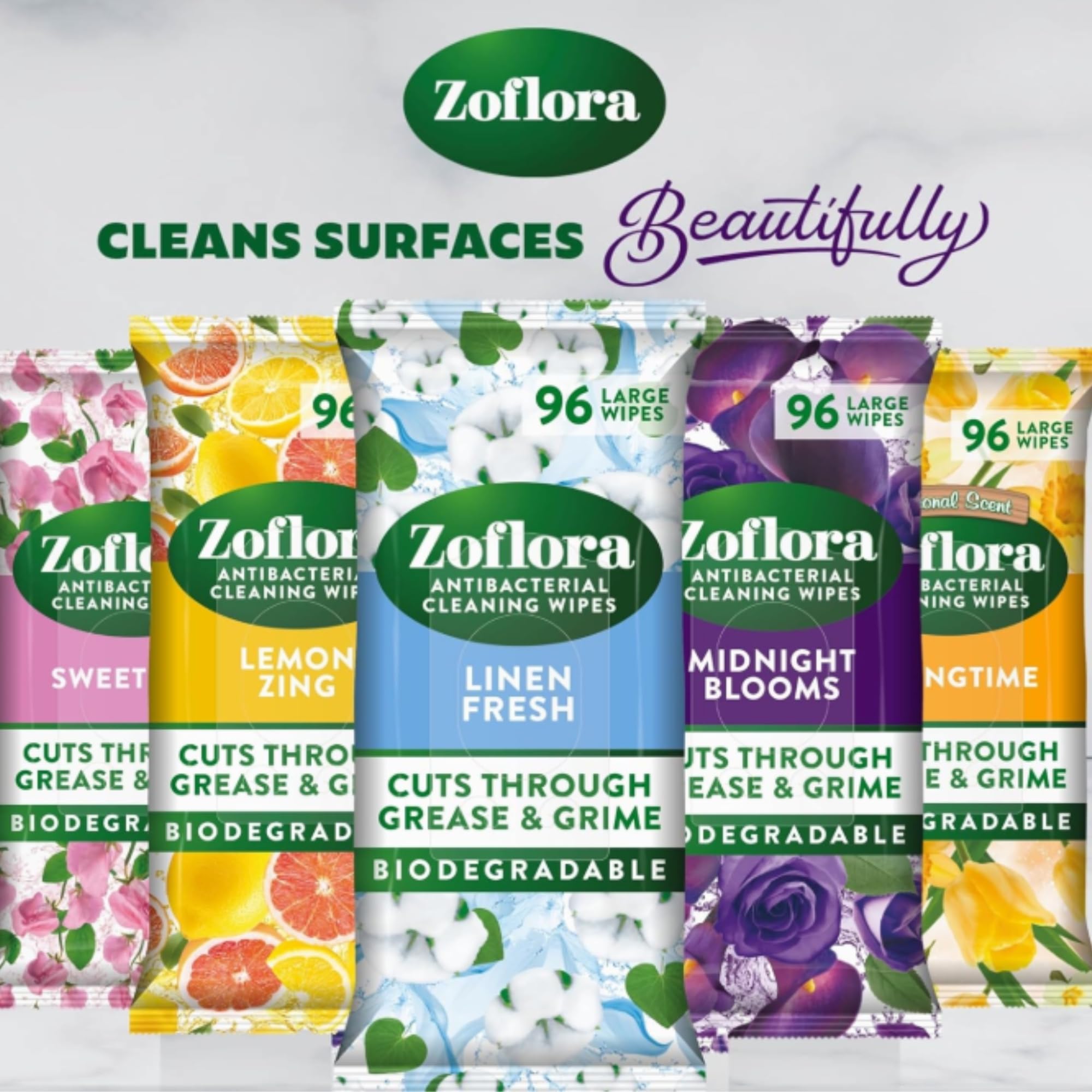 Zoflora Antibacterial Multi-Surface Wipes - Midnight Blooms Scent | 96 Count Biodegradable Wipes 8