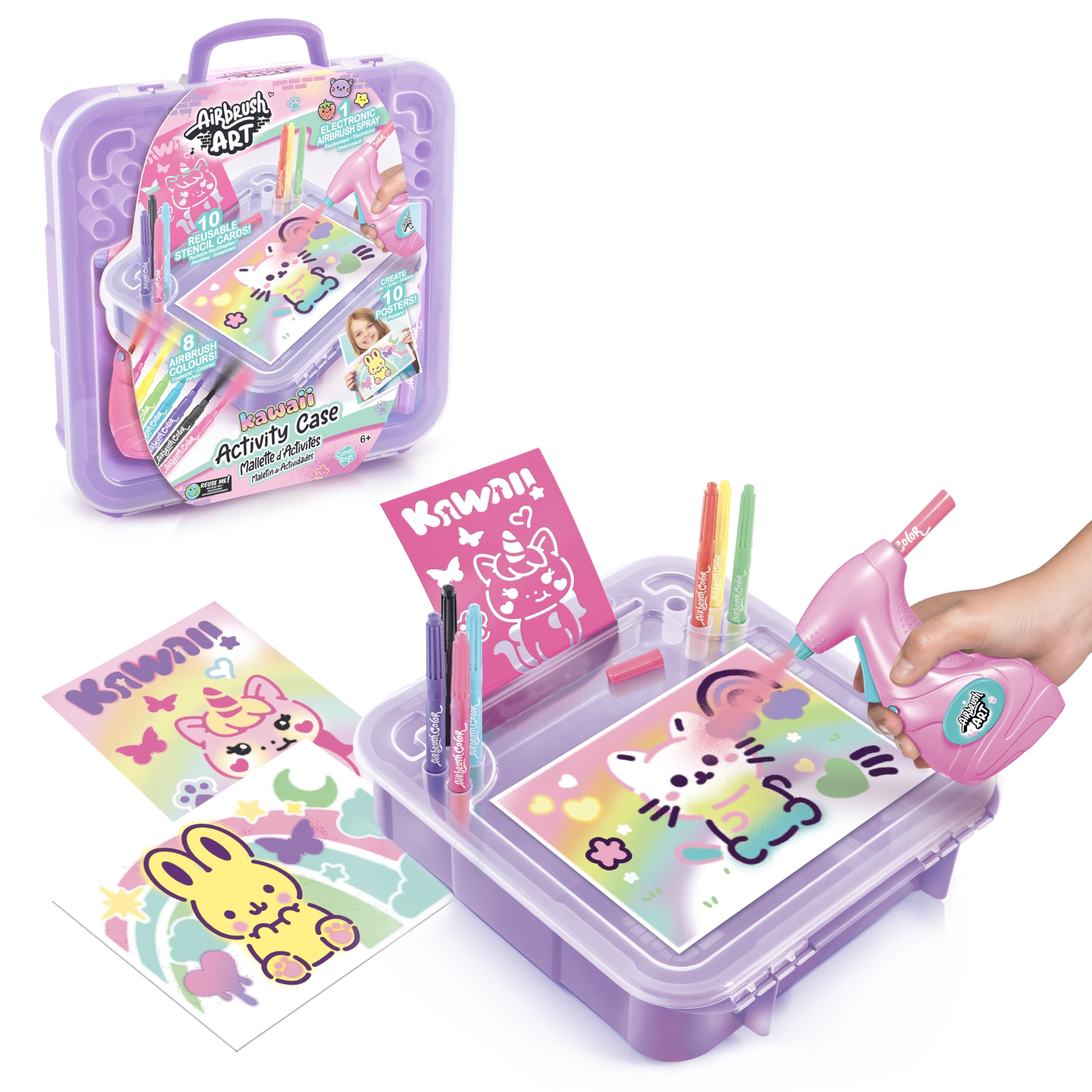 Canal Toys Airbrush Art Activity Case - Electronic Spray & 10 Stencils | Ages 6+