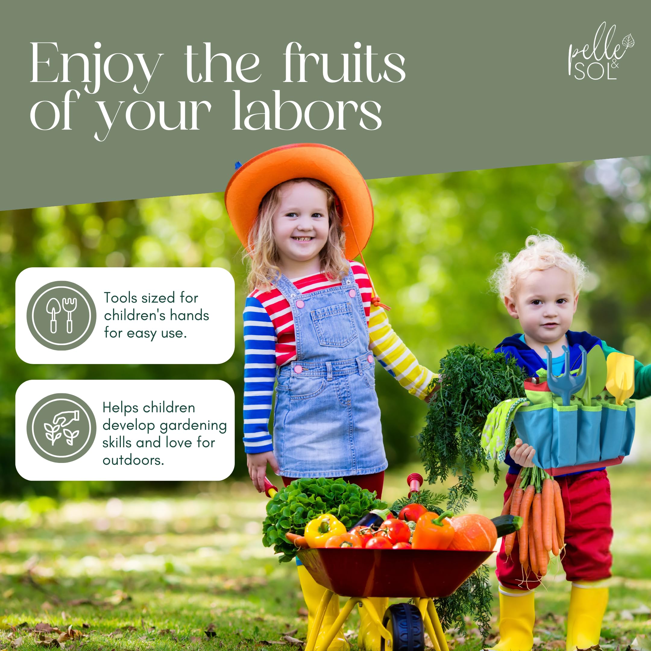 Pelle & Sol 10-Piece Kids Gardening Tool Set - Durable Metal & Plastic Tools for Ages 4+ 4