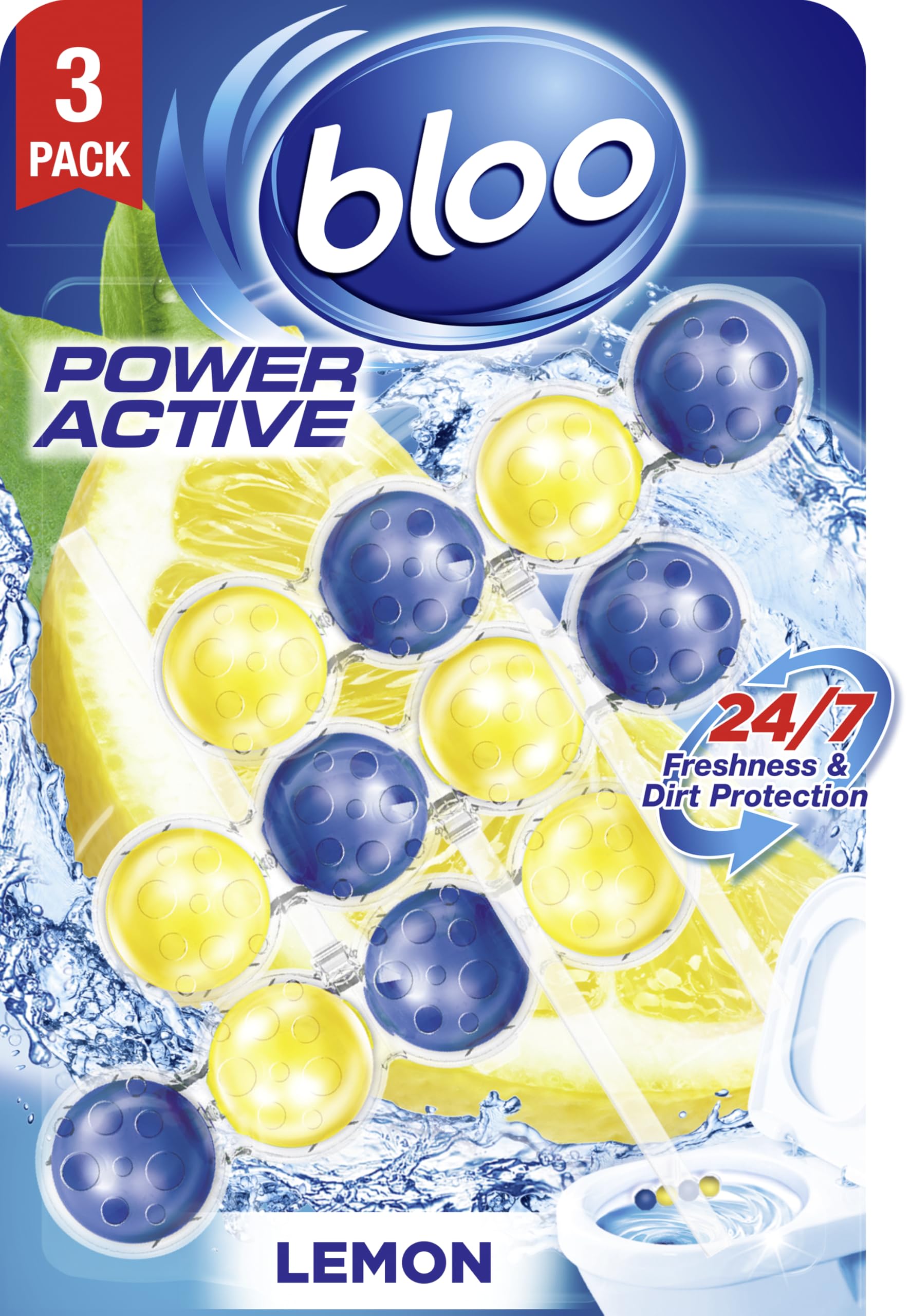 Bloo Power Active Toilet Rim Block Lemon - Anti-Limescale, Cleaning Foam, 150g