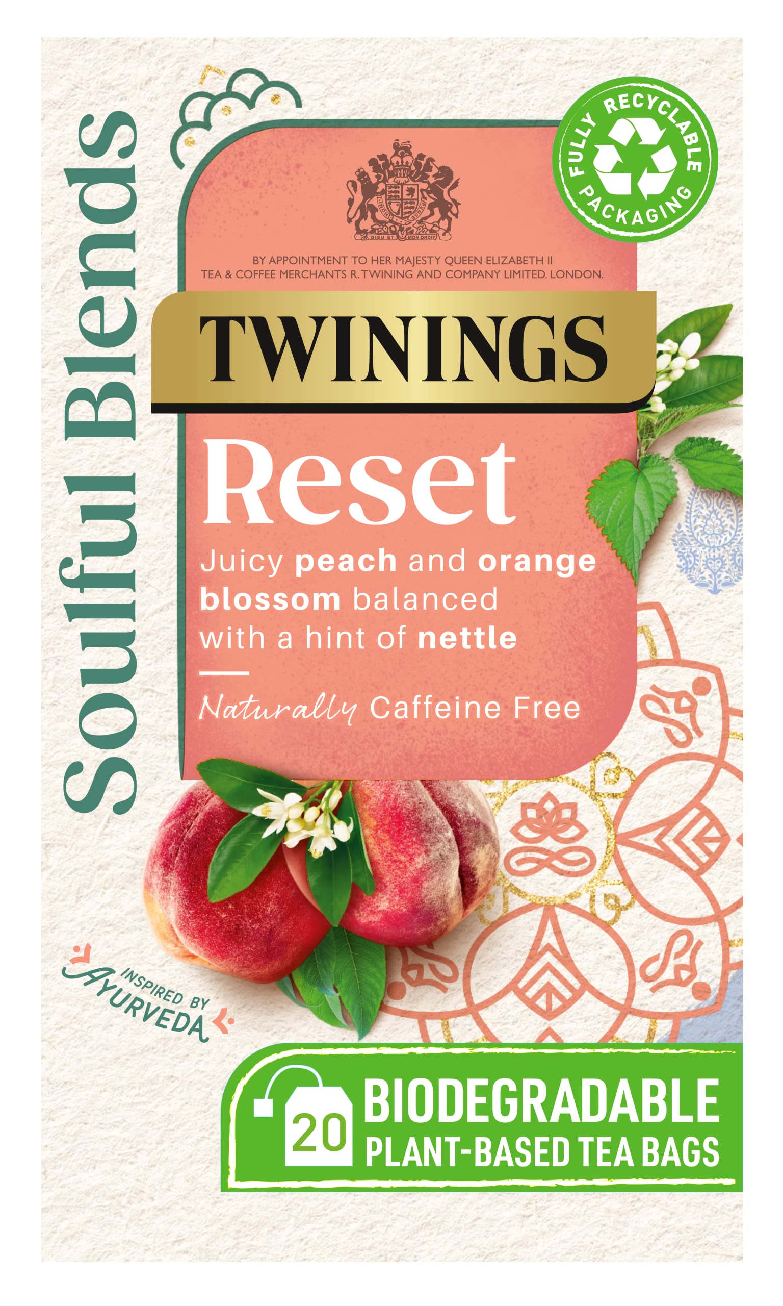 Twinings Soulful Blends Reset Herbal Tea - Juicy Peach & Orange Blossom | 20 Teabags
