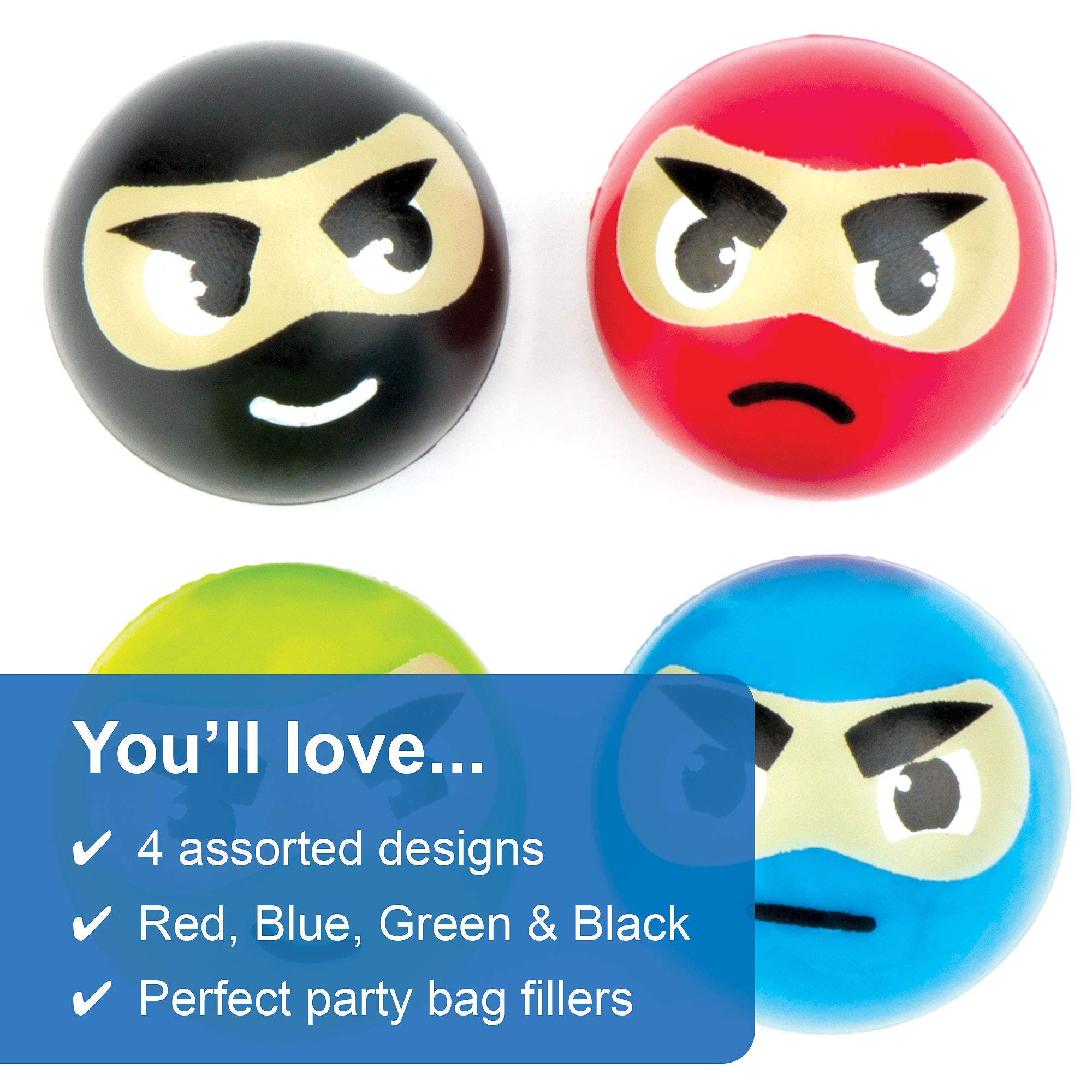 Baker Ross Ninja Jet Balls - Pack of 8 Bouncy Balls, 32mm, Assorted Colors 3