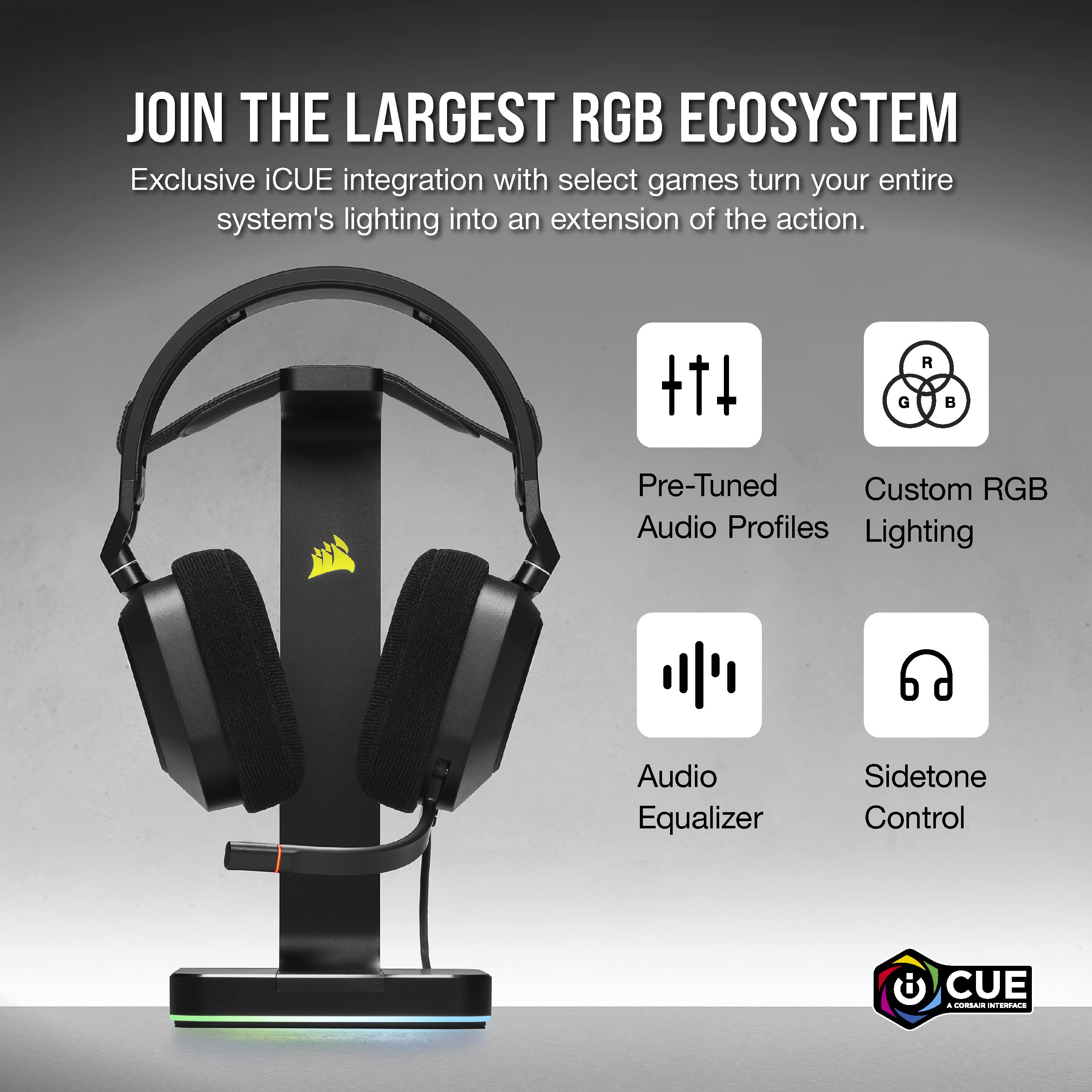 Corsair HS80 RGB USB Gaming Headset - Dolby 7.1 Surround Sound | 20Hz-40kHz | Black 6