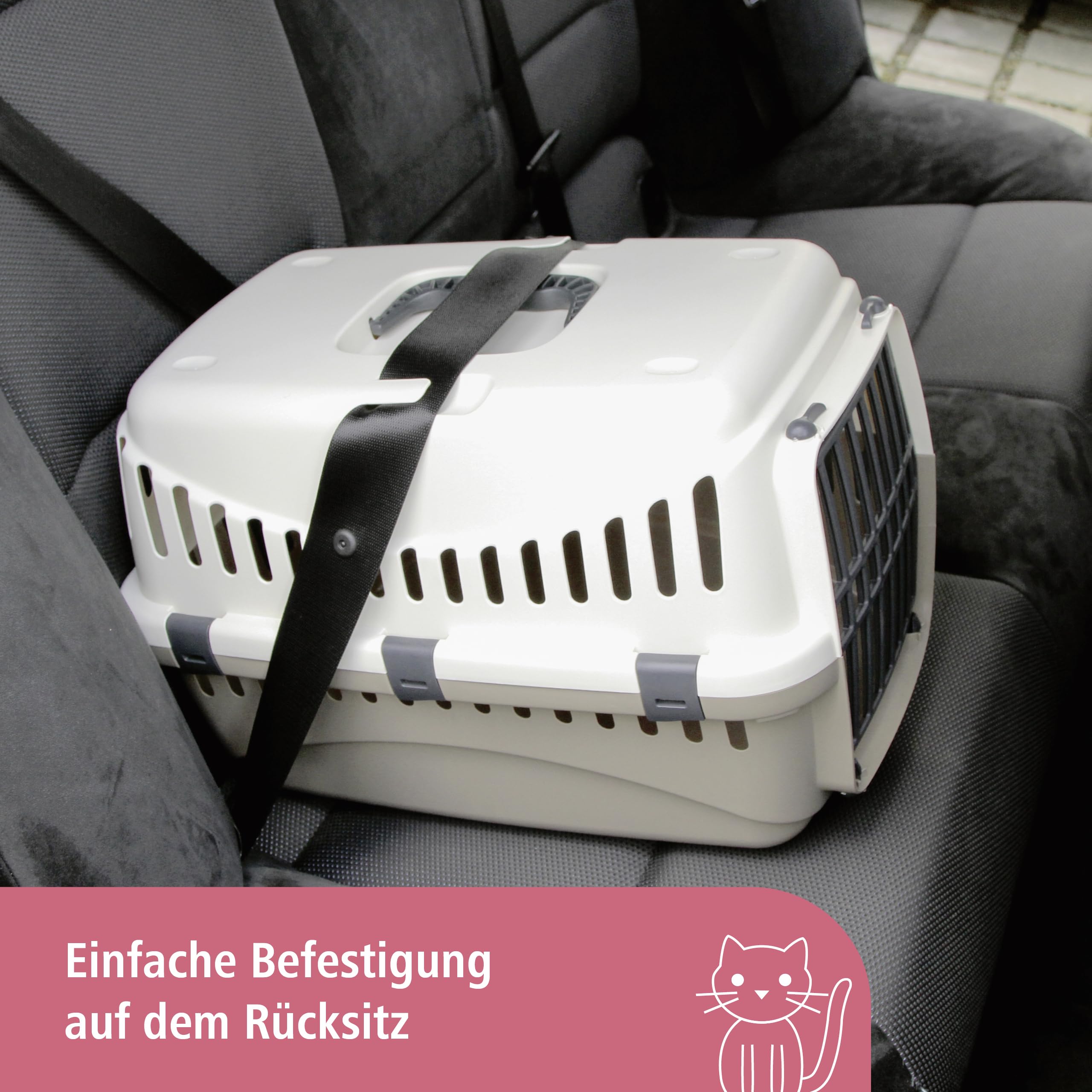 Kerbl Pet Transport Box Expedion with Plastic Door | 45 x 30 x 30 cm | Cream/Taupe 4