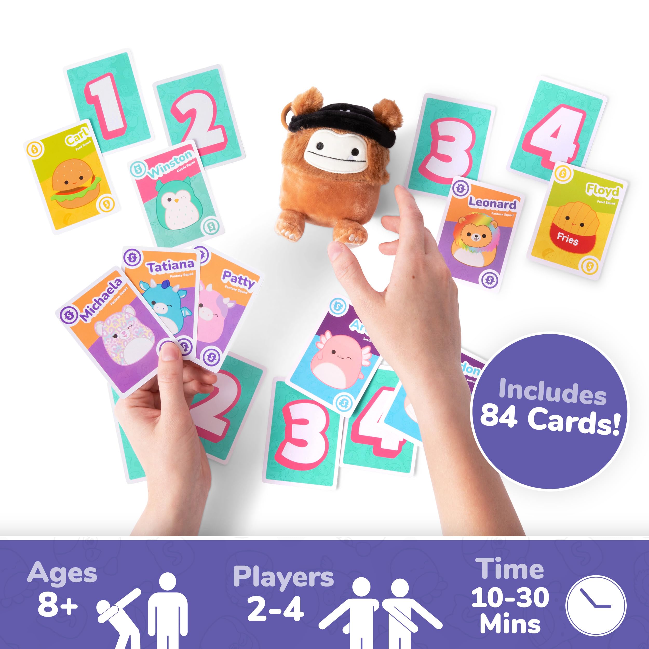 WHAT DO YOU MEME? Squishmallows Take4: Fast-Paced Family Card Game | Ages 8+ | Includes Exclusive Plush Benny The Bigfoot 4