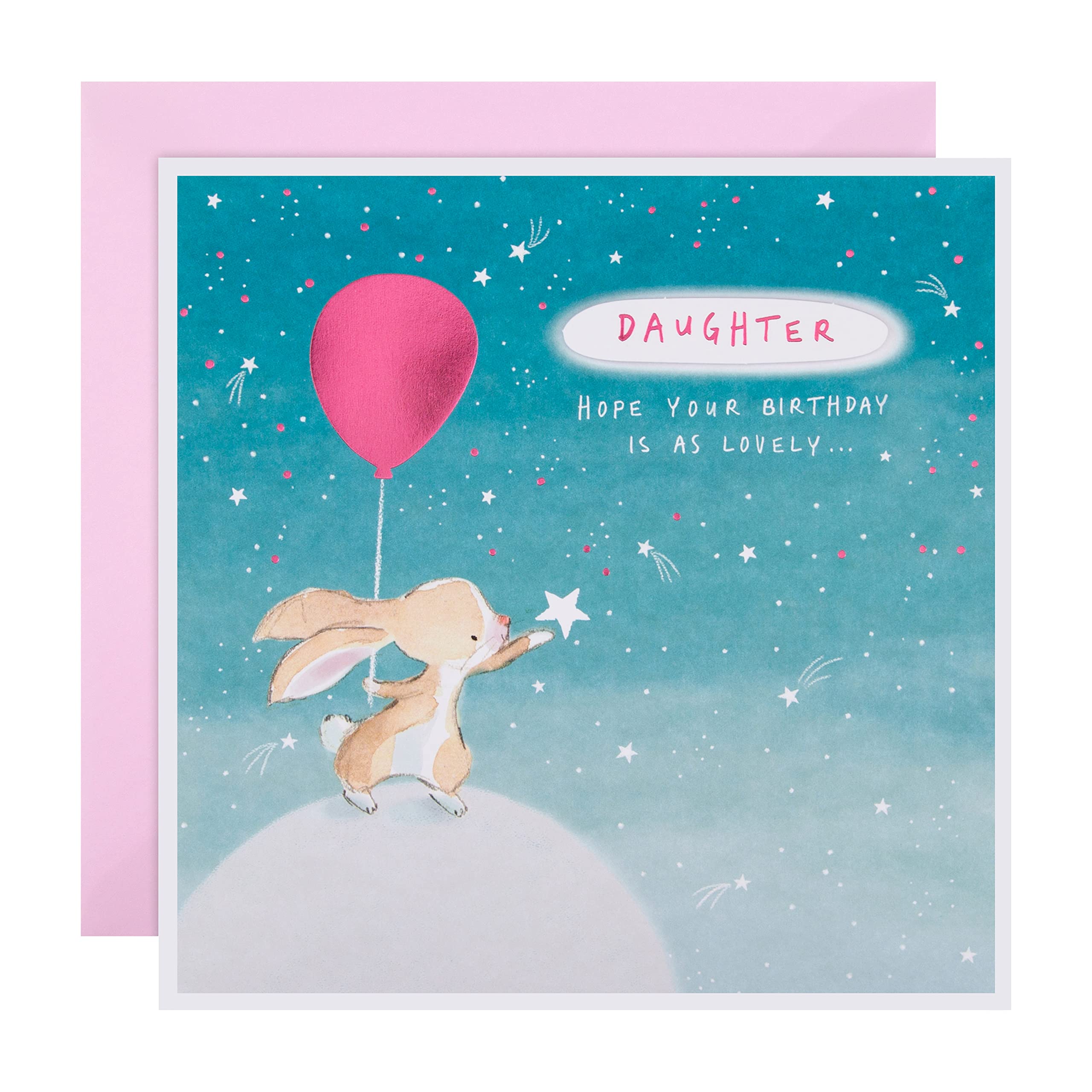 Hallmark Daughter Birthday Card - Large Size with Rabbit Illustration & 3D Effect