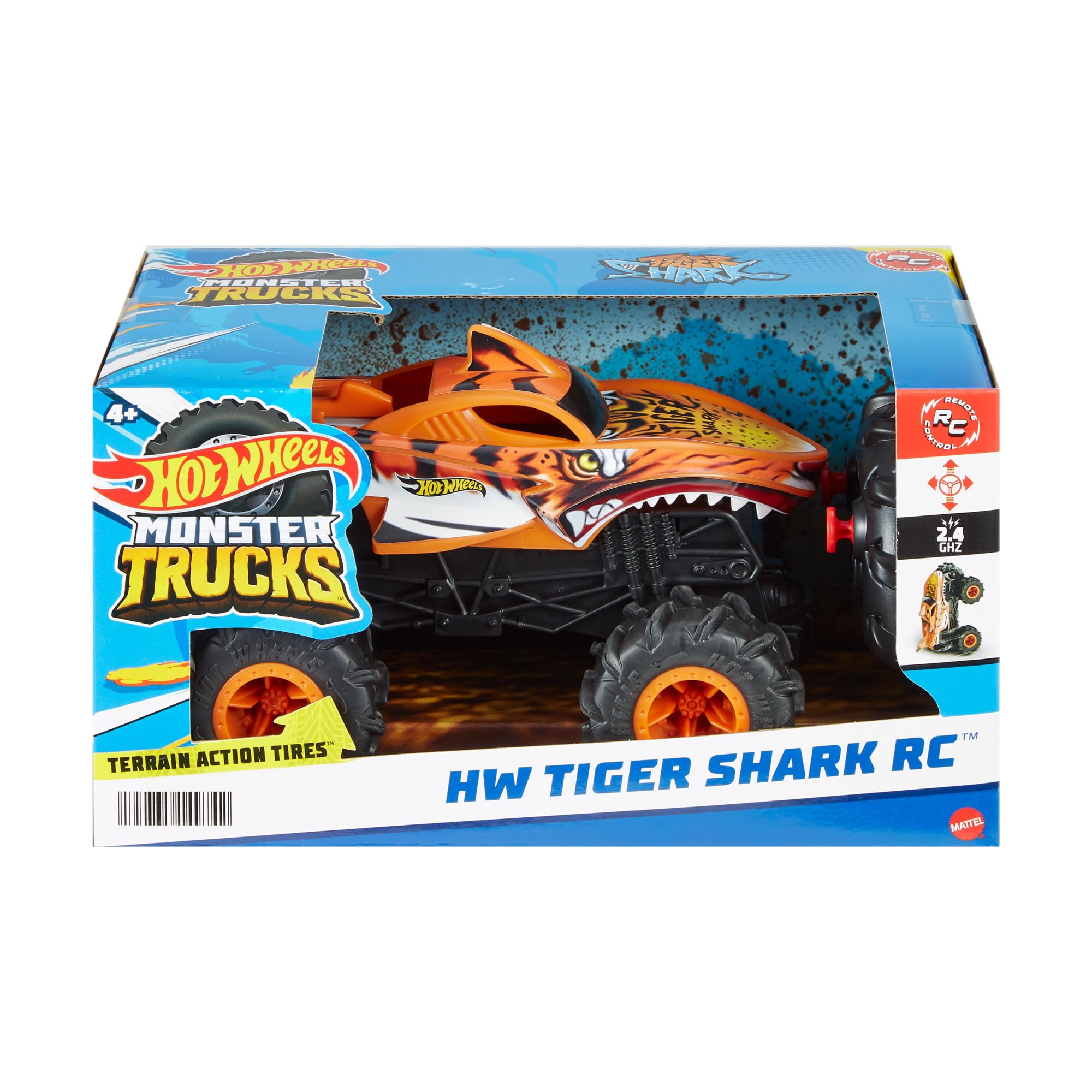 Hot Wheels Monster Trucks HW Tiger Shark RC Car - 1:24 Scale, 5 MPH, 100 ft Range 7